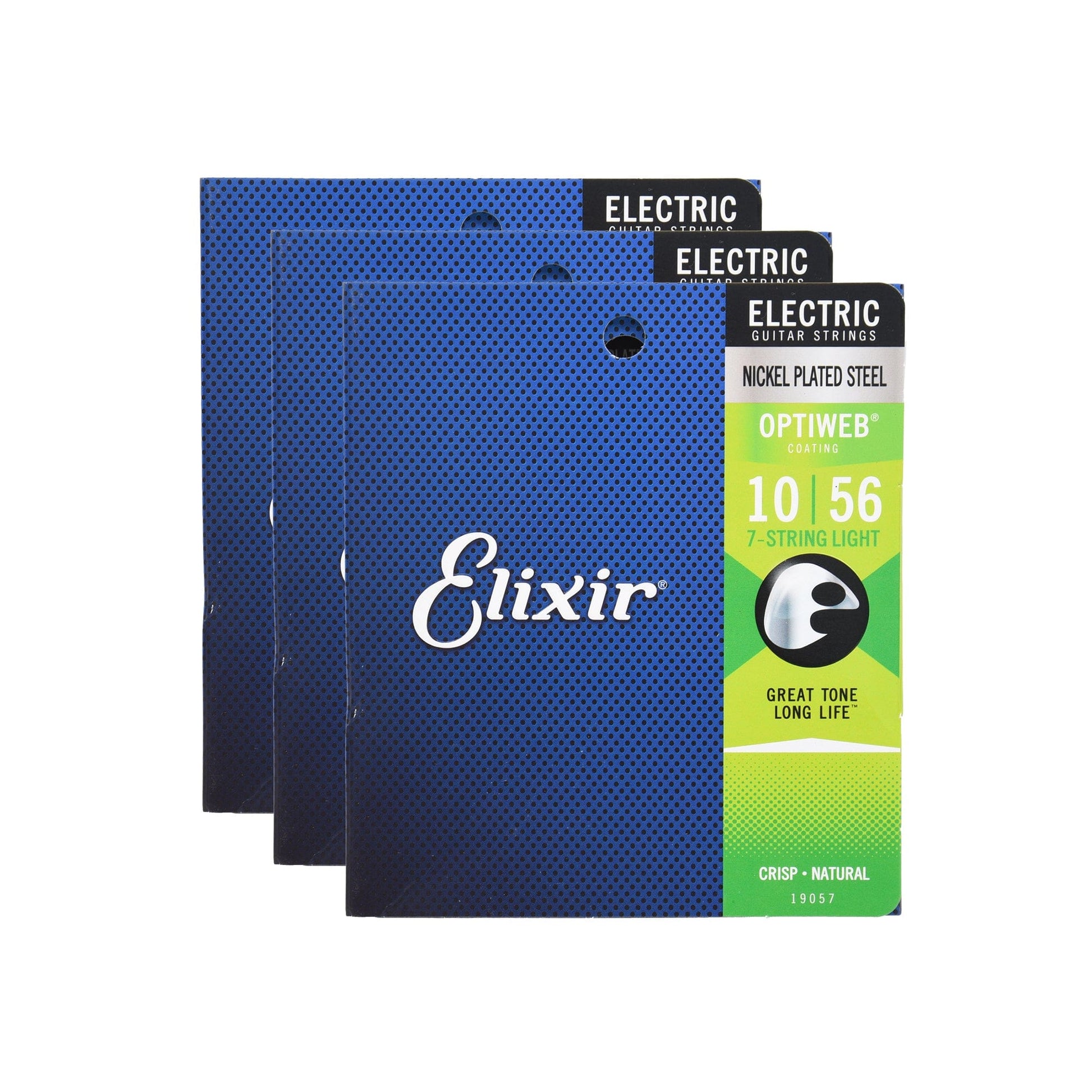 Elixir 19057 Electric Optiweb 7-String Light 10-56 3 Pack Bundle Accessories / Strings / Guitar Strings