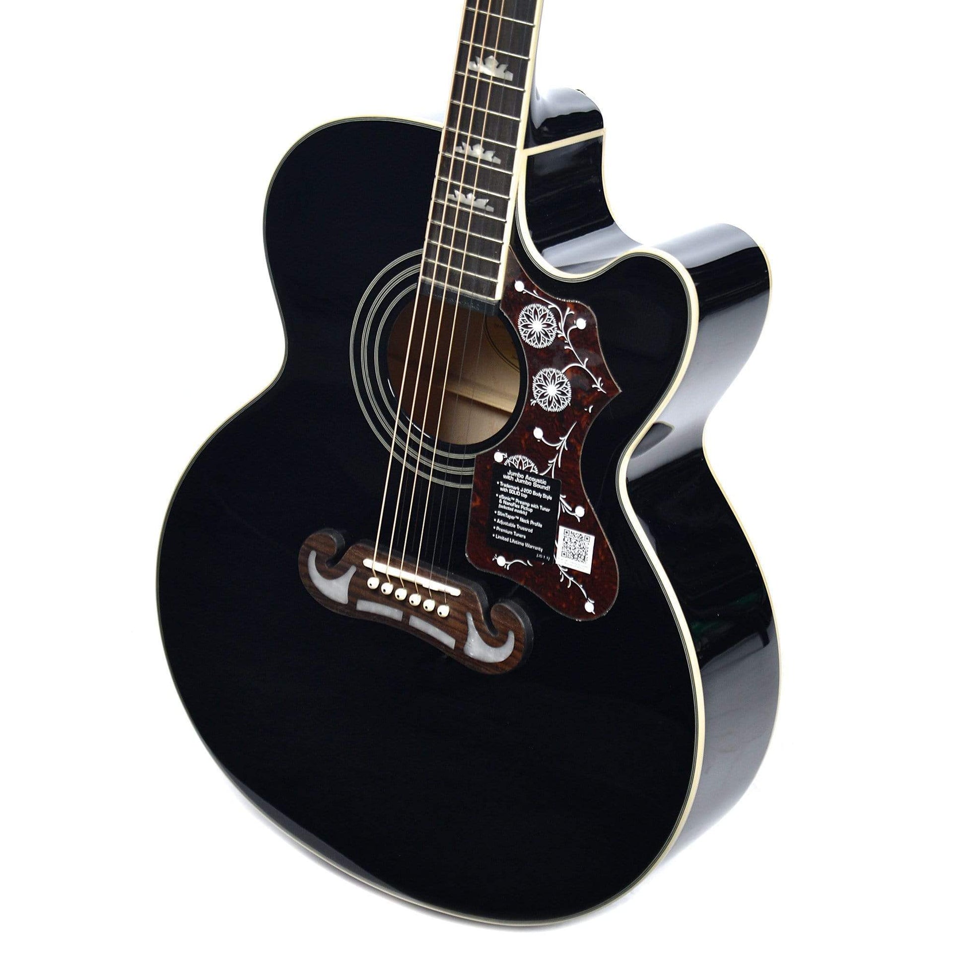 Epiphone EJ-200SCE Solid Top Acoustic-Electric Black and Epiphone Hardshell Case Bundle Acoustic Guitars / Jumbo