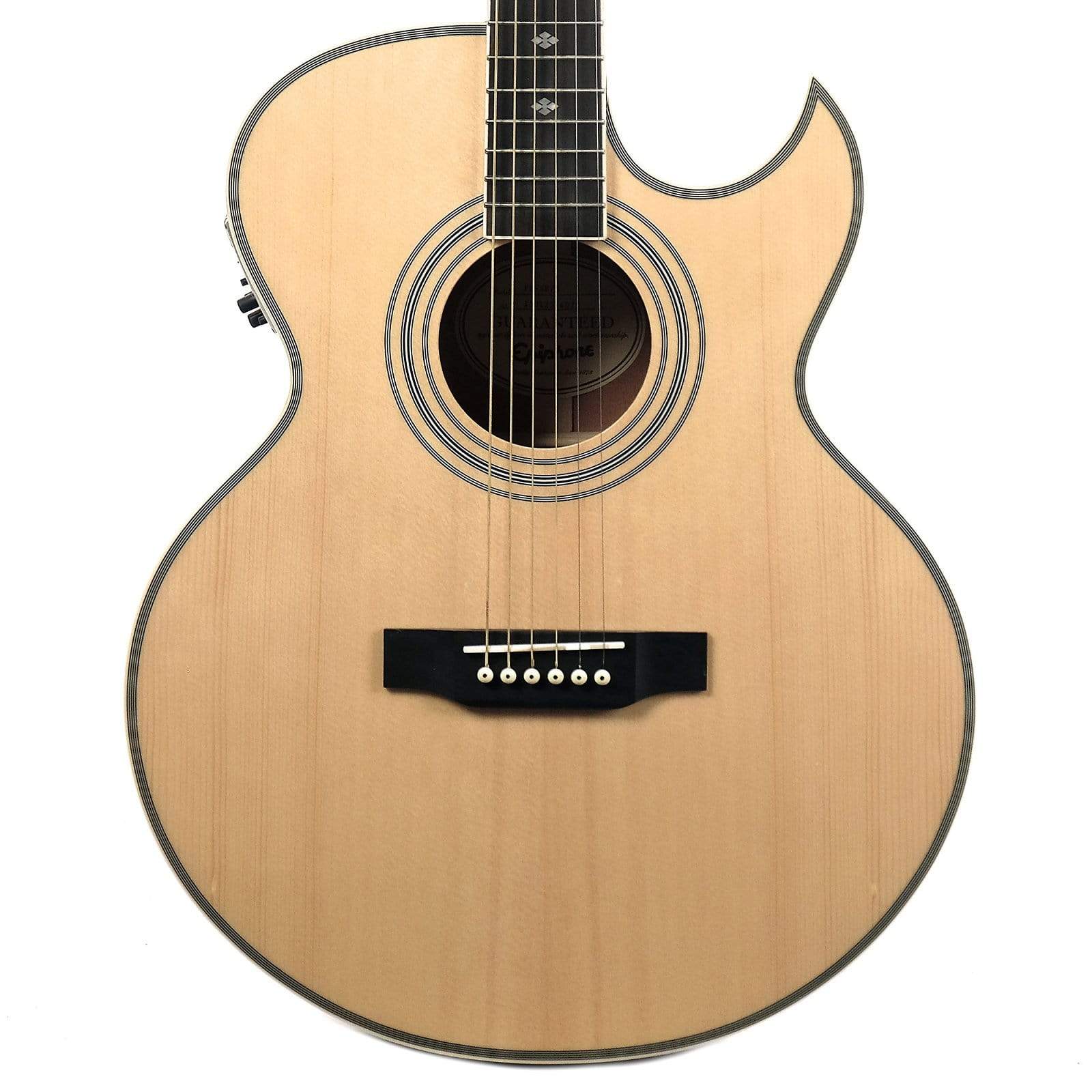 Epiphone PR5-E Florentine Cutaway Acoustic-Electric Natural Acoustic Guitars / Jumbo