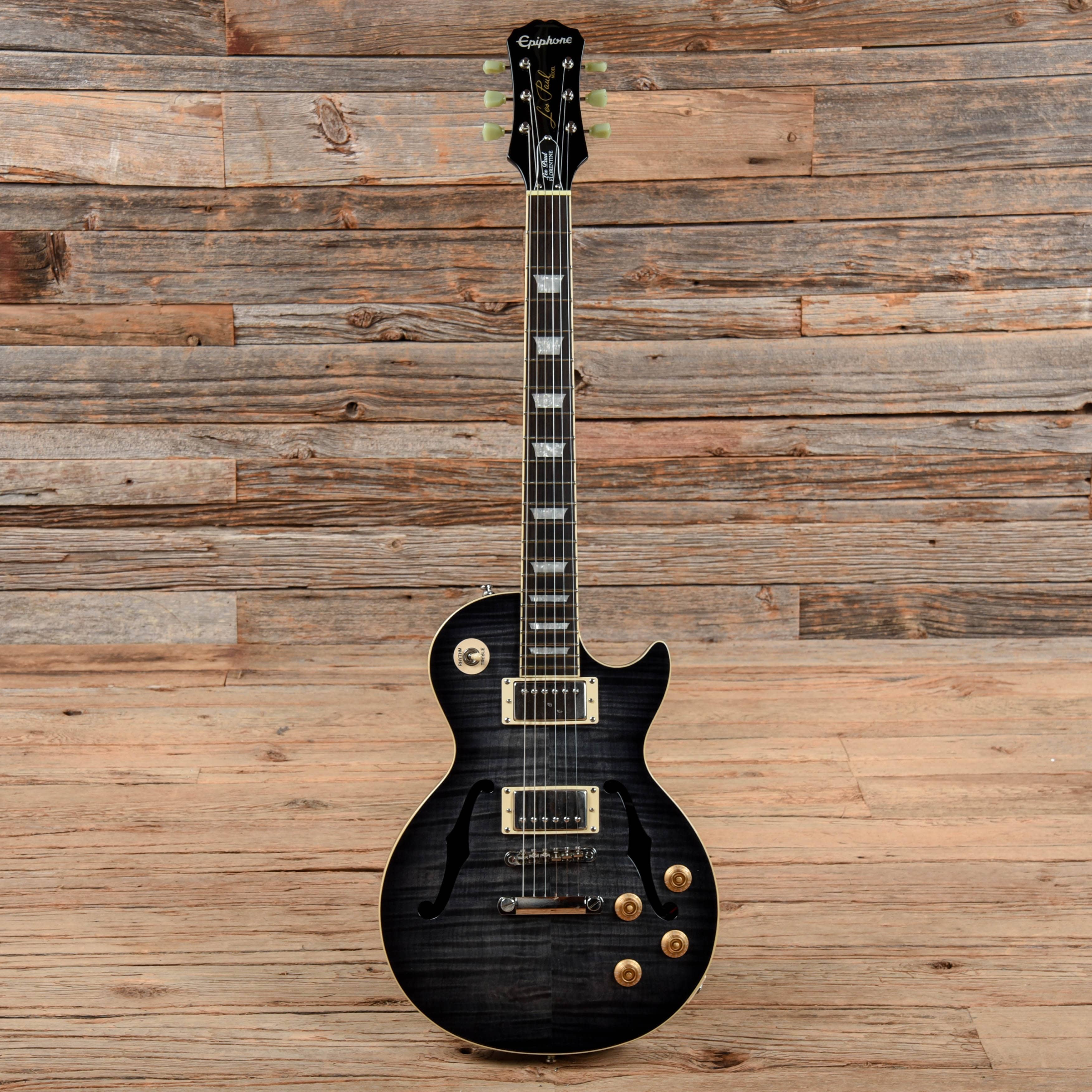 Epiphone Les Paul Standard Florentine PRO Transparent Black 2014 Electric Guitars / Semi-Hollow