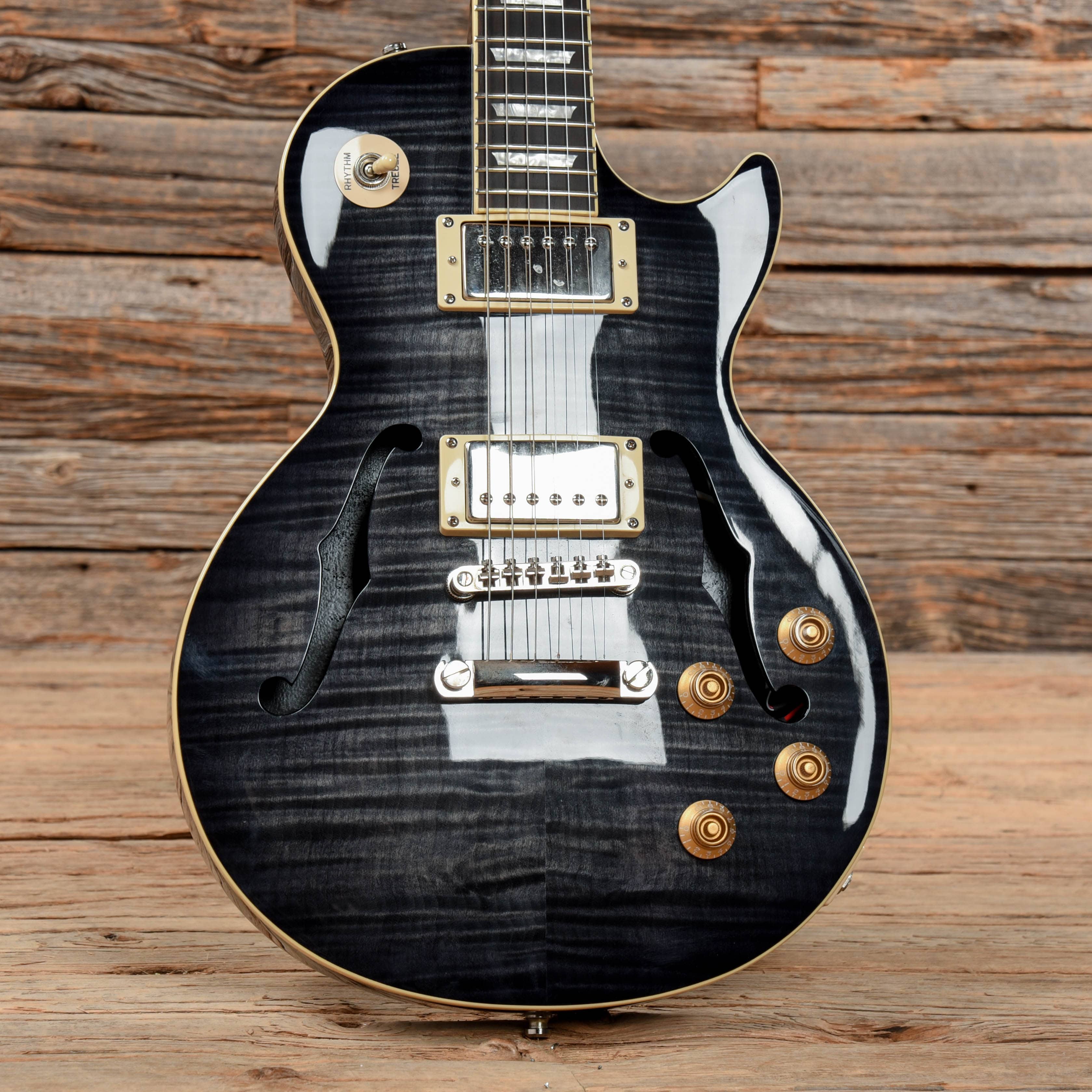 Epiphone Les Paul Standard Florentine PRO Transparent Black 2014 Electric Guitars / Semi-Hollow