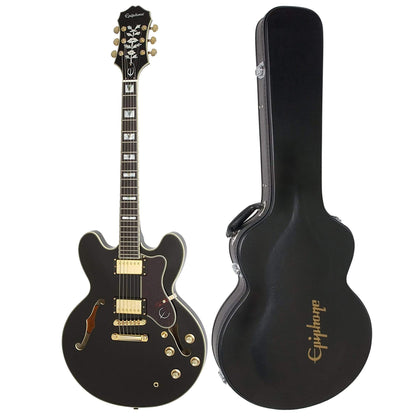 Epiphone Sheraton-II Pro Ebony GH w/ProBuckers & Coil-Tap-Bundle W/ Hardshell Case Electric Guitars / Semi-Hollow