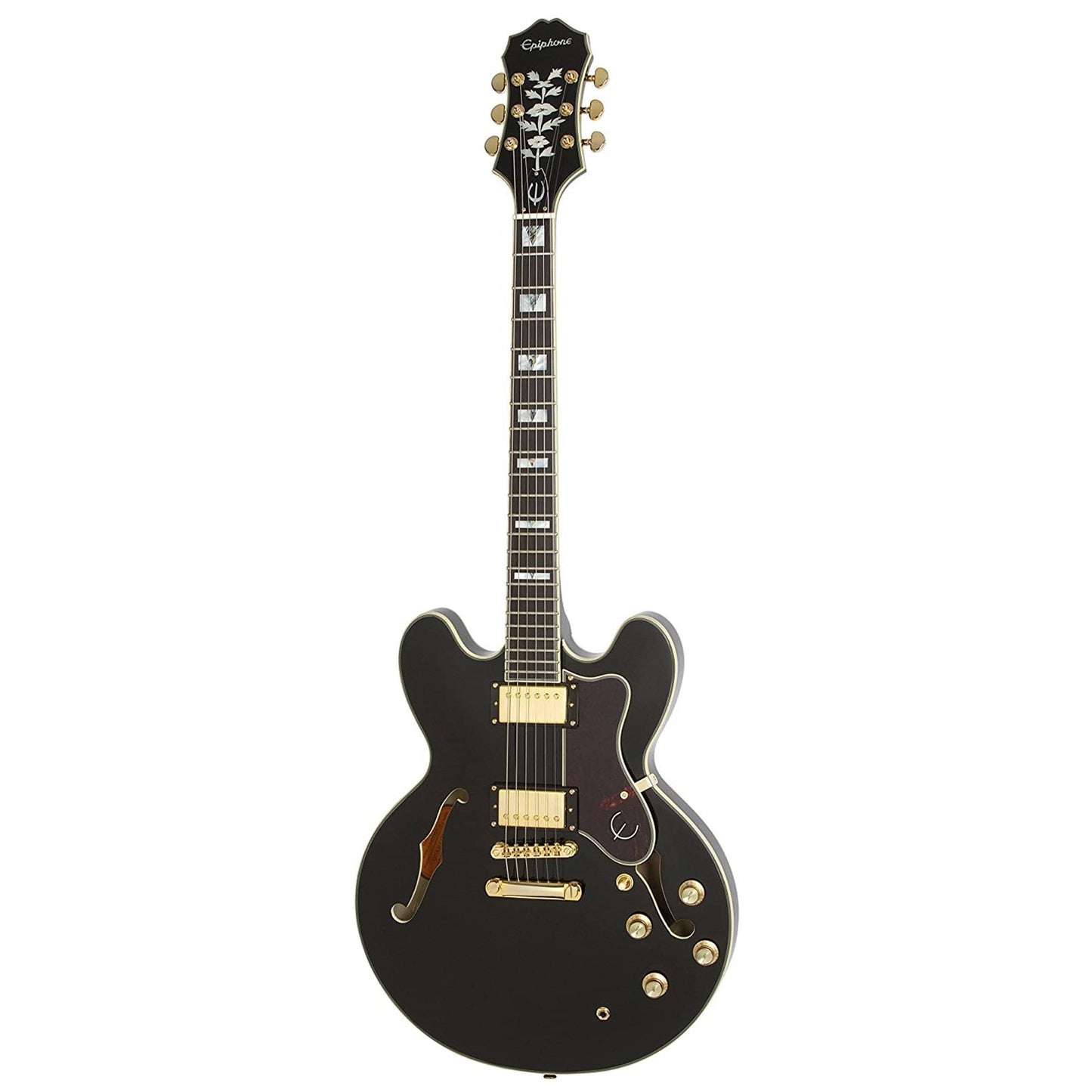 Epiphone Sheraton-II Pro Ebony GH w/ProBuckers & Coil-Tap-Bundle W/ Hardshell Case Electric Guitars / Semi-Hollow