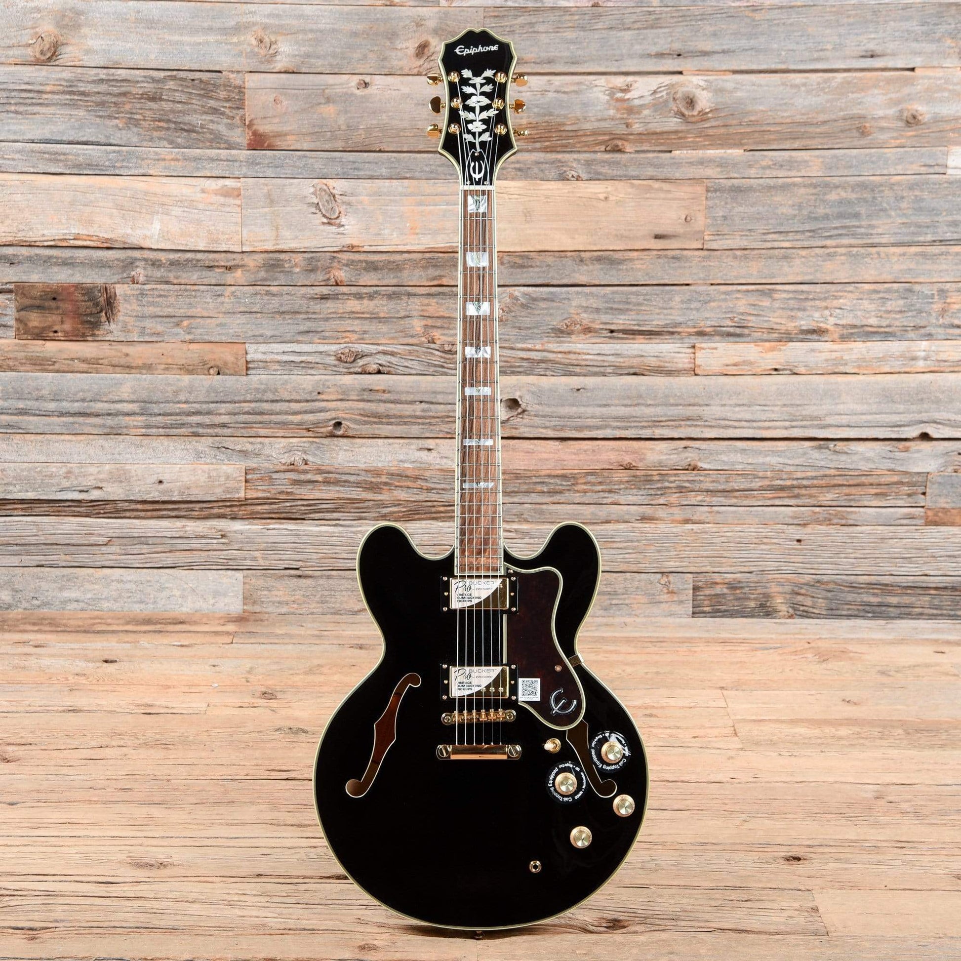 Epiphone Sheraton-II Pro Ebony w/ProBuckers & Coil-Tap Electric Guitars / Semi-Hollow