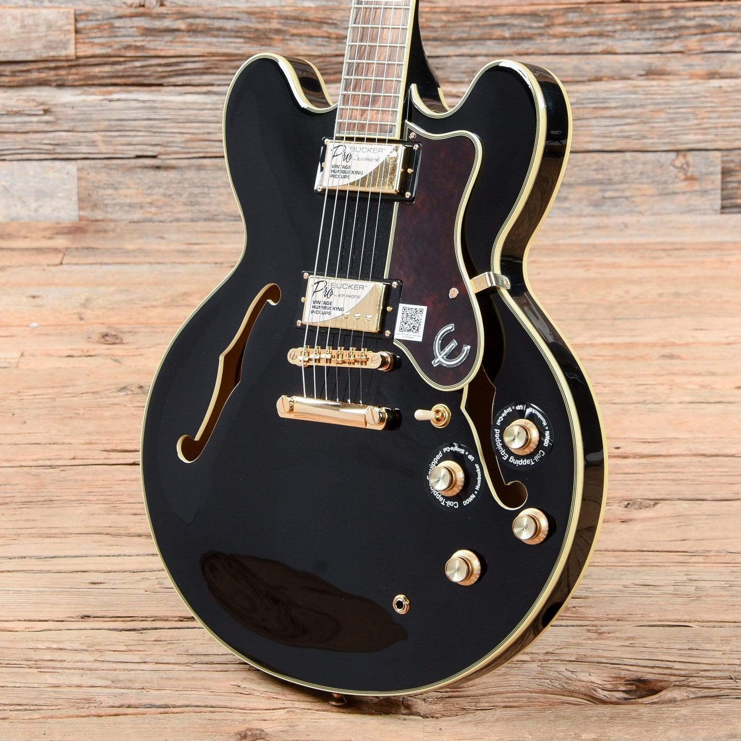 Epiphone Sheraton-II Pro Ebony w/ProBuckers & Coil-Tap Electric Guitars / Semi-Hollow