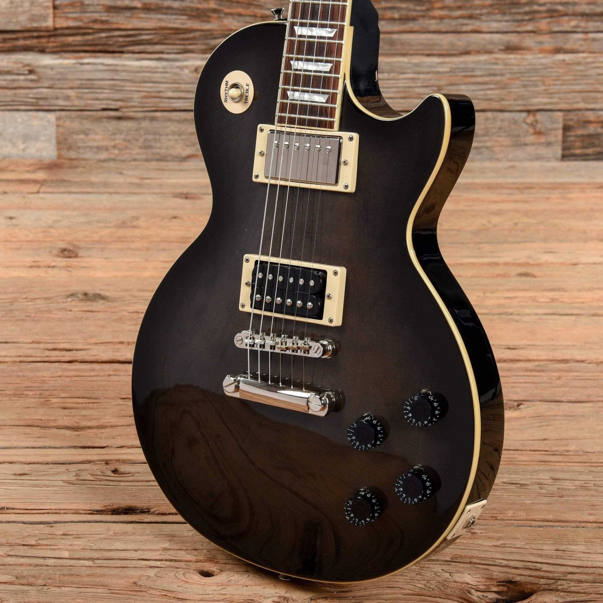 Epiphone Les Paul 1960 Tribute Plus Transparent Black 2012 – Chicago Music  Exchange