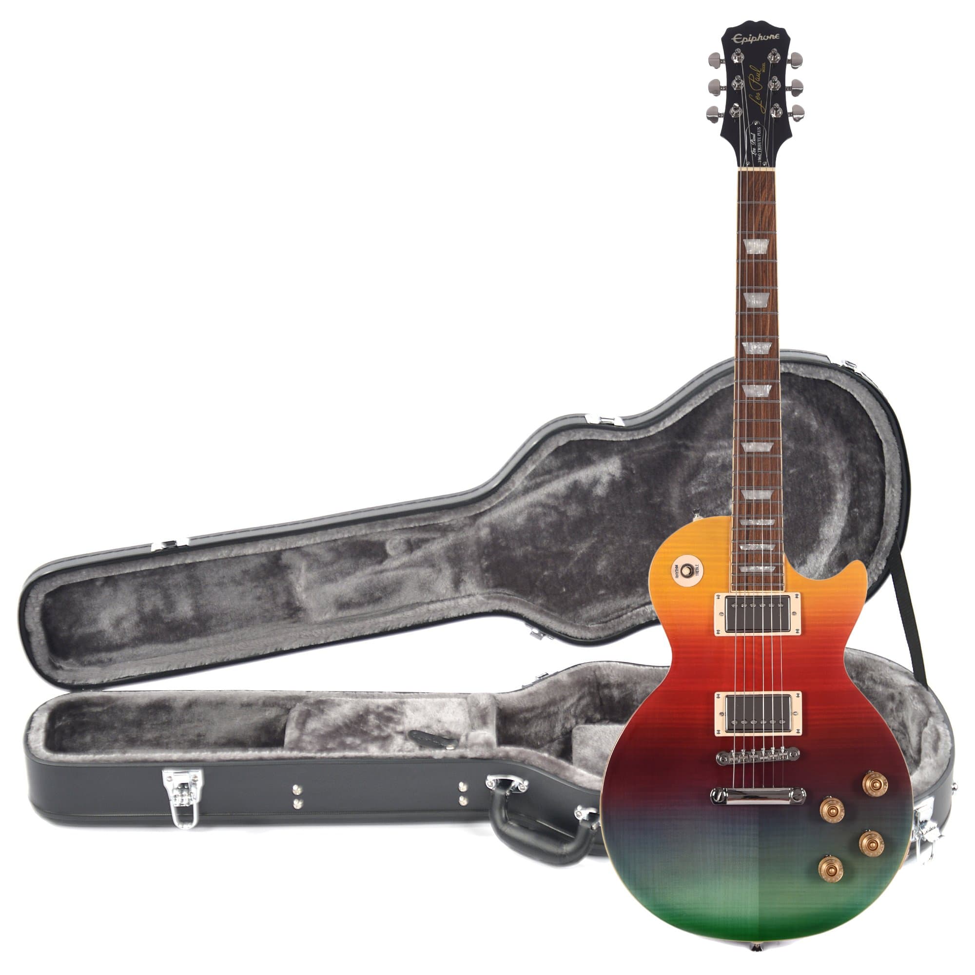 Epiphone LP Tribute Prizm Outfit Rainbow w/Gibson '57 Classics & Series/Parallel and Epiphone Hardshell Case Bundle Electric Guitars / Solid Body