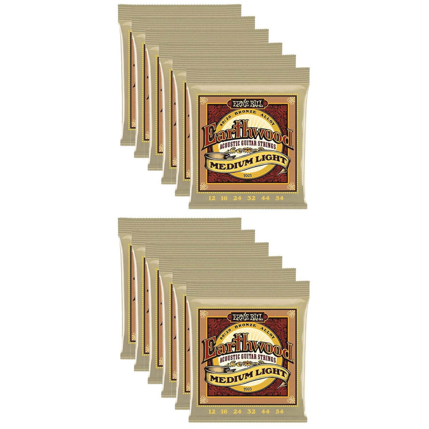 Ernie Ball Earthwood 80/20 Bronze Medium Light 12-54 (12 Pack Bundle) Accessories / Strings / Guitar Strings