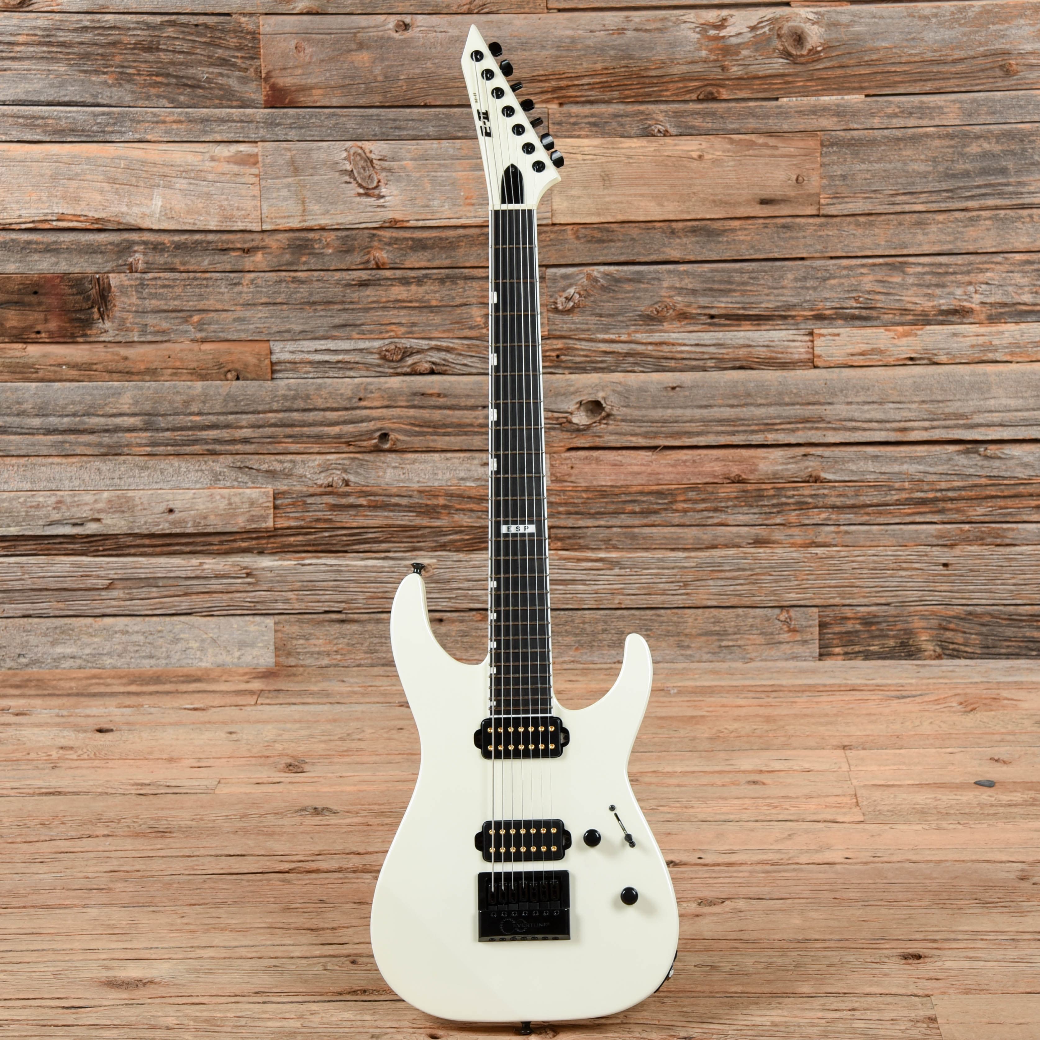 ESP E-II M-II 7B Baritone Evertune White Electric Guitars / Solid Body