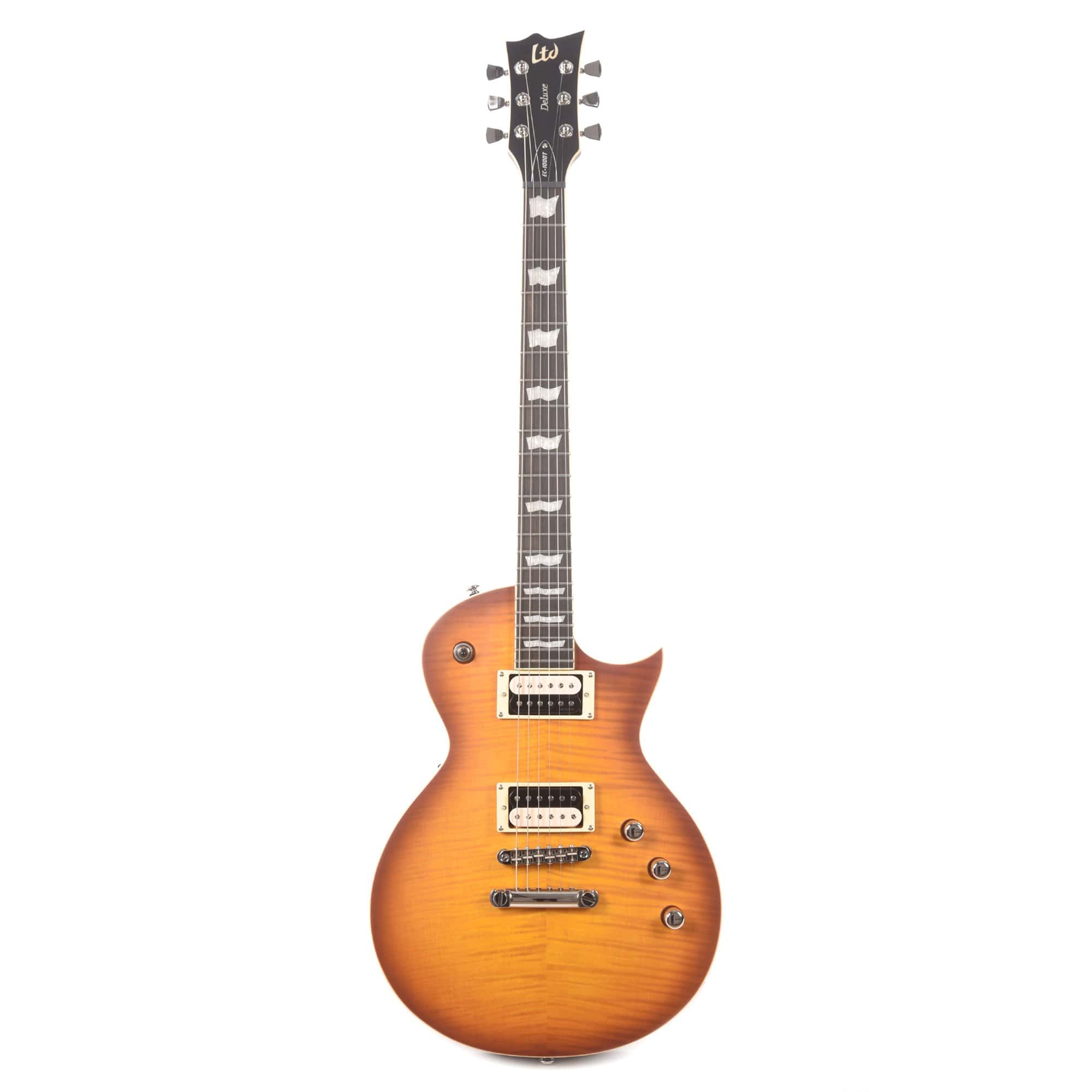 ESP LTD EC-1000T Flame Maple Honey Burst Satin Electric Guitars / Solid Body