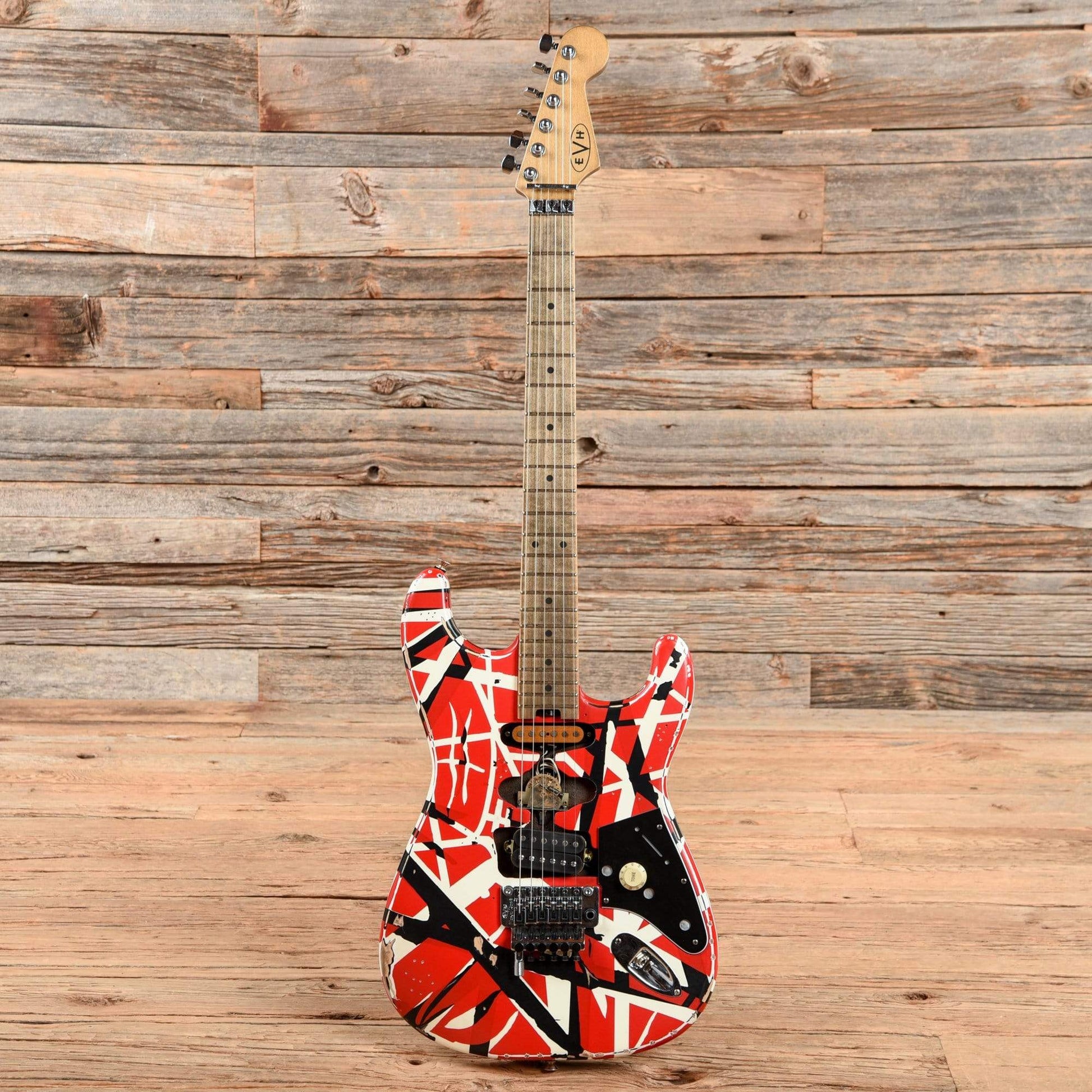 EVH Striped Series Frankie Red / White / Black Stripes Relic 2021 Electric Guitars / Solid Body