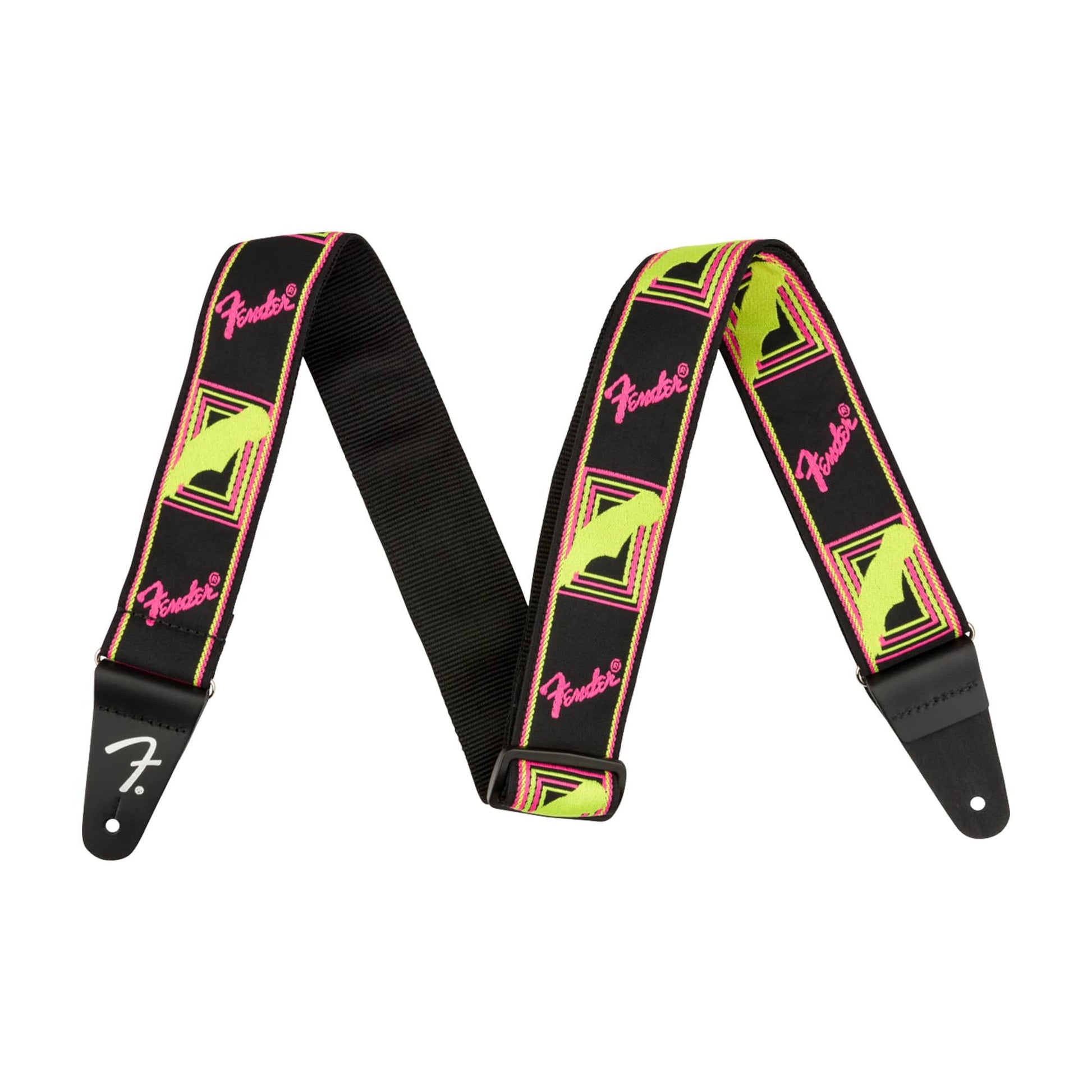 Fender Neon Monogram Guitar Strap Yellow/Pink Accessories / Straps