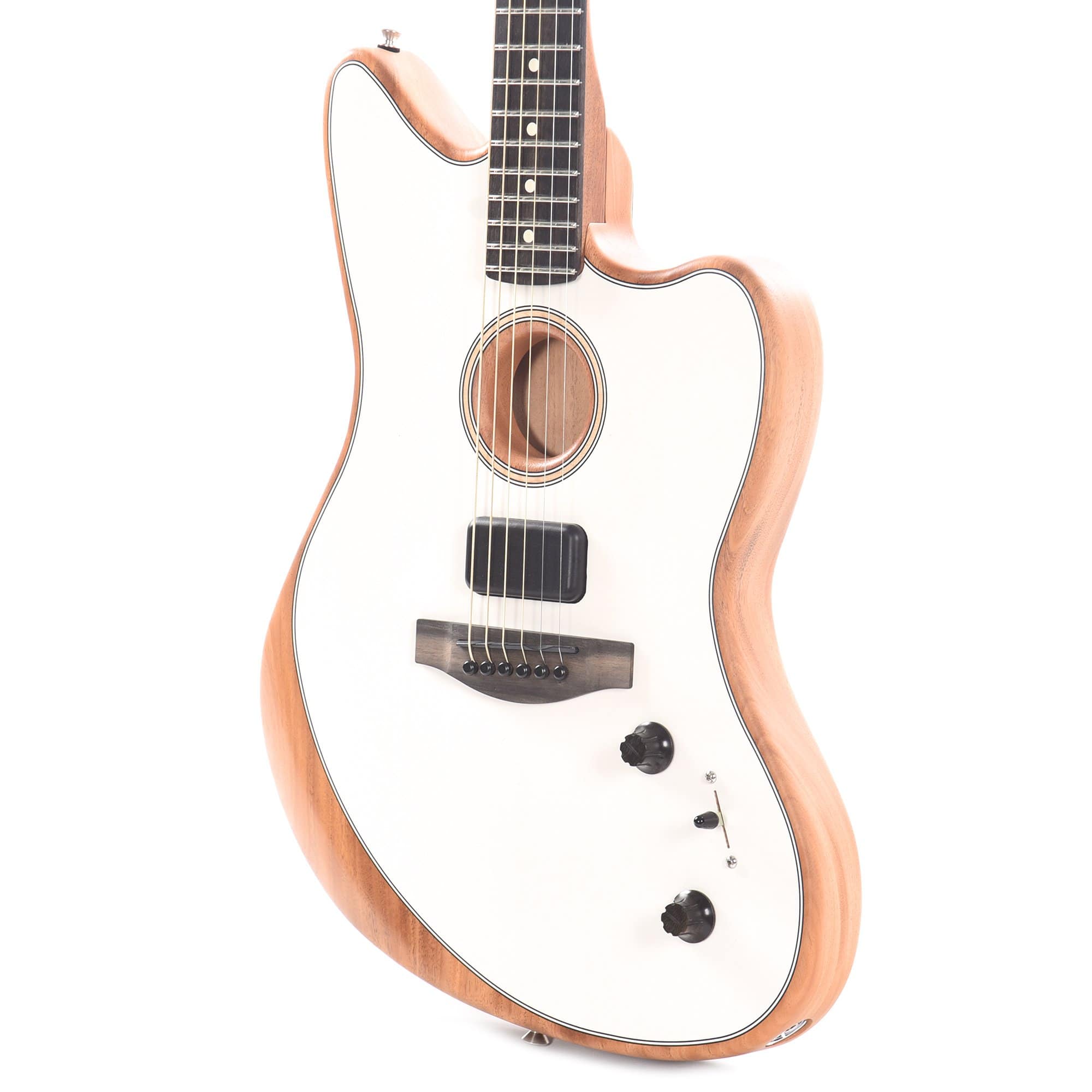 Fender American Acoustasonic Jazzmaster Arctic White Acoustic Guitars / Built-in Electronics