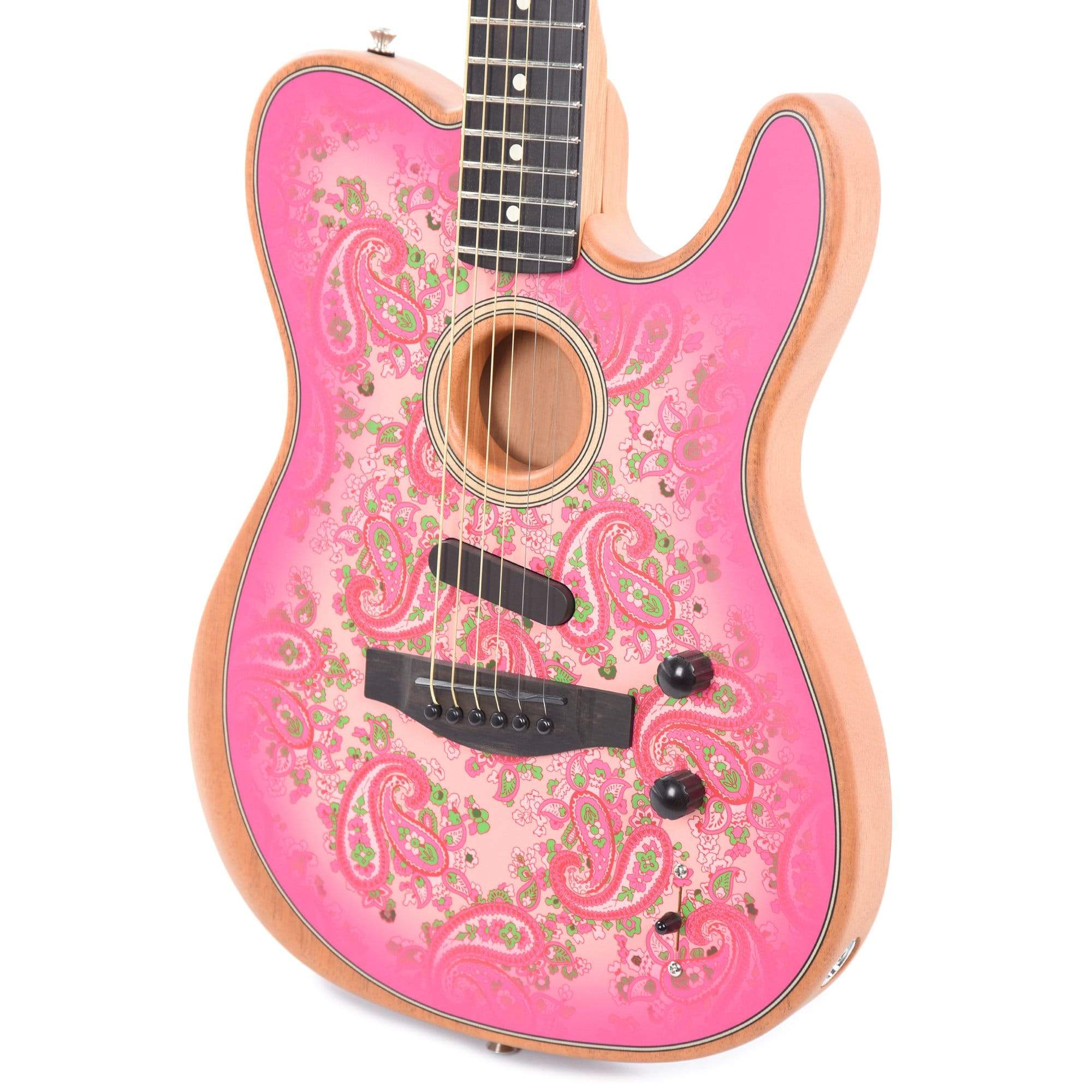 Fender Limited Edition Acoustasonic Telecaster Pink Paisley Acoustic Guitars / Built-in Electronics