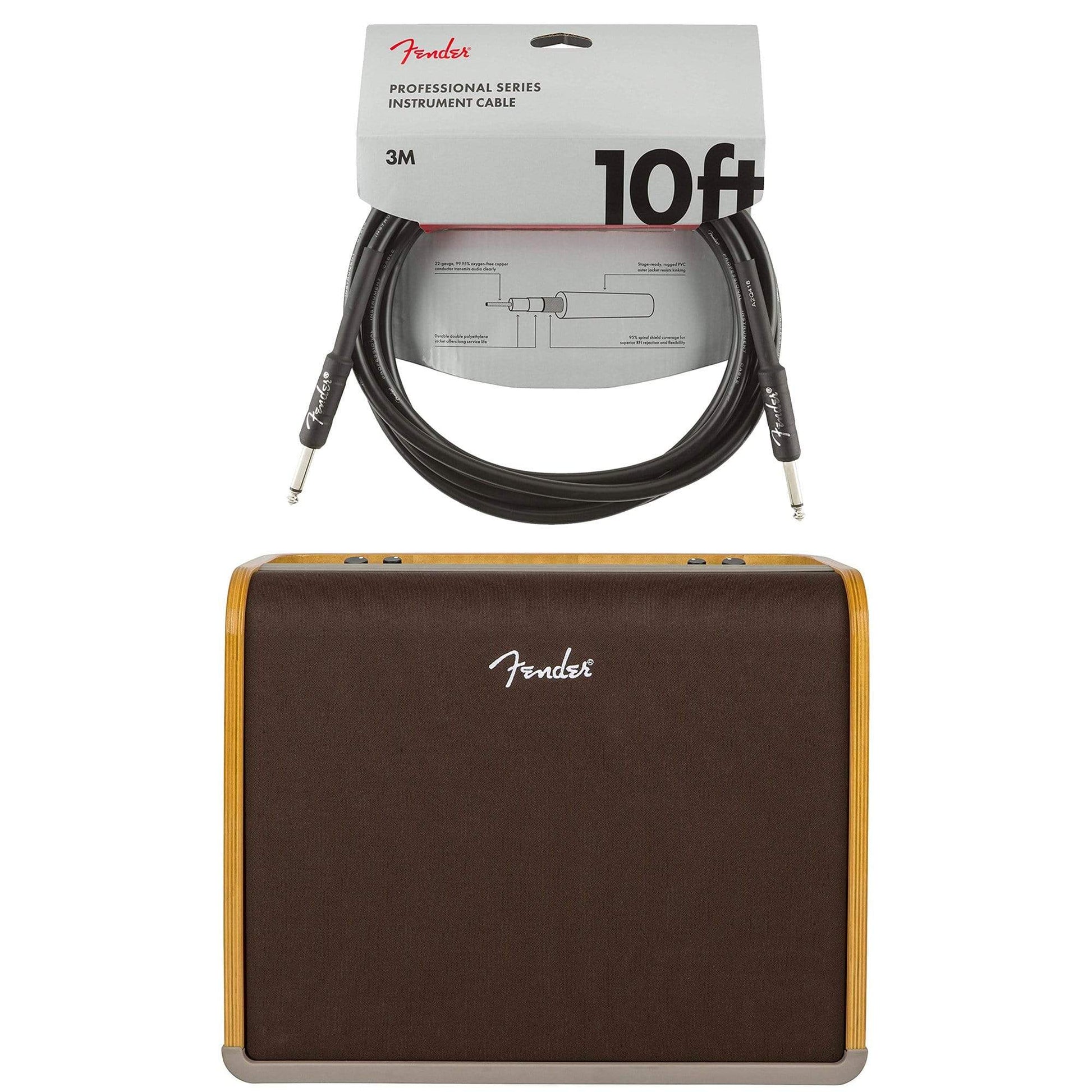 Fender Acoustic Pro 1x12 200W Combo Cable Bundle Amps / Guitar Combos