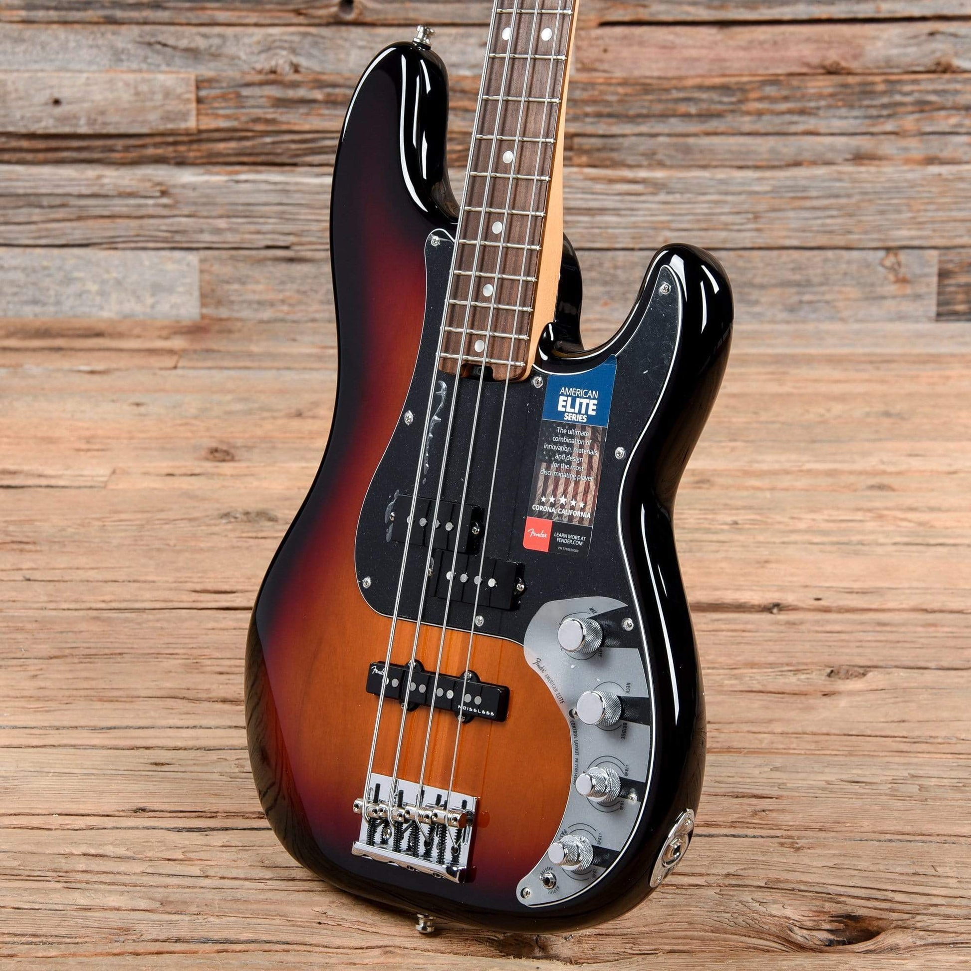 Fender American Elite Precision Bass Sunburst Bass Guitars / 4-String