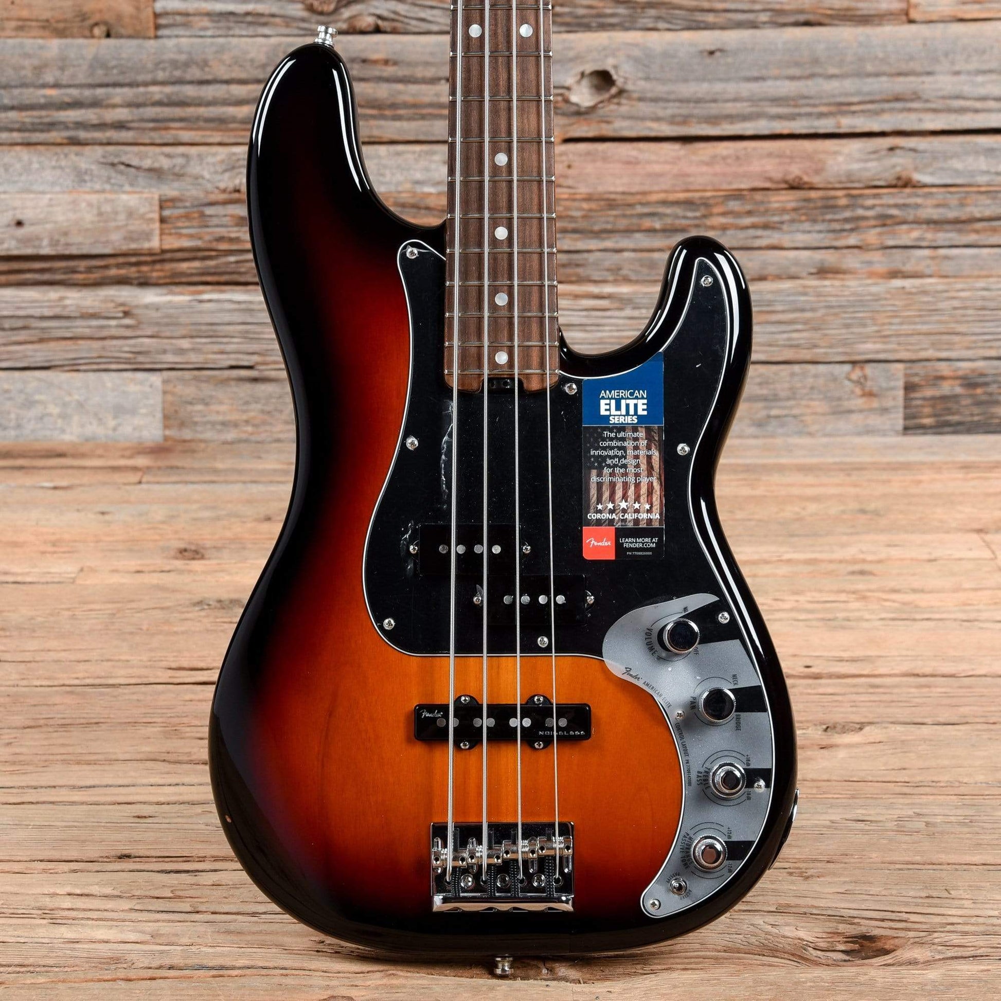 Fender American Elite Precision Bass Sunburst Bass Guitars / 4-String