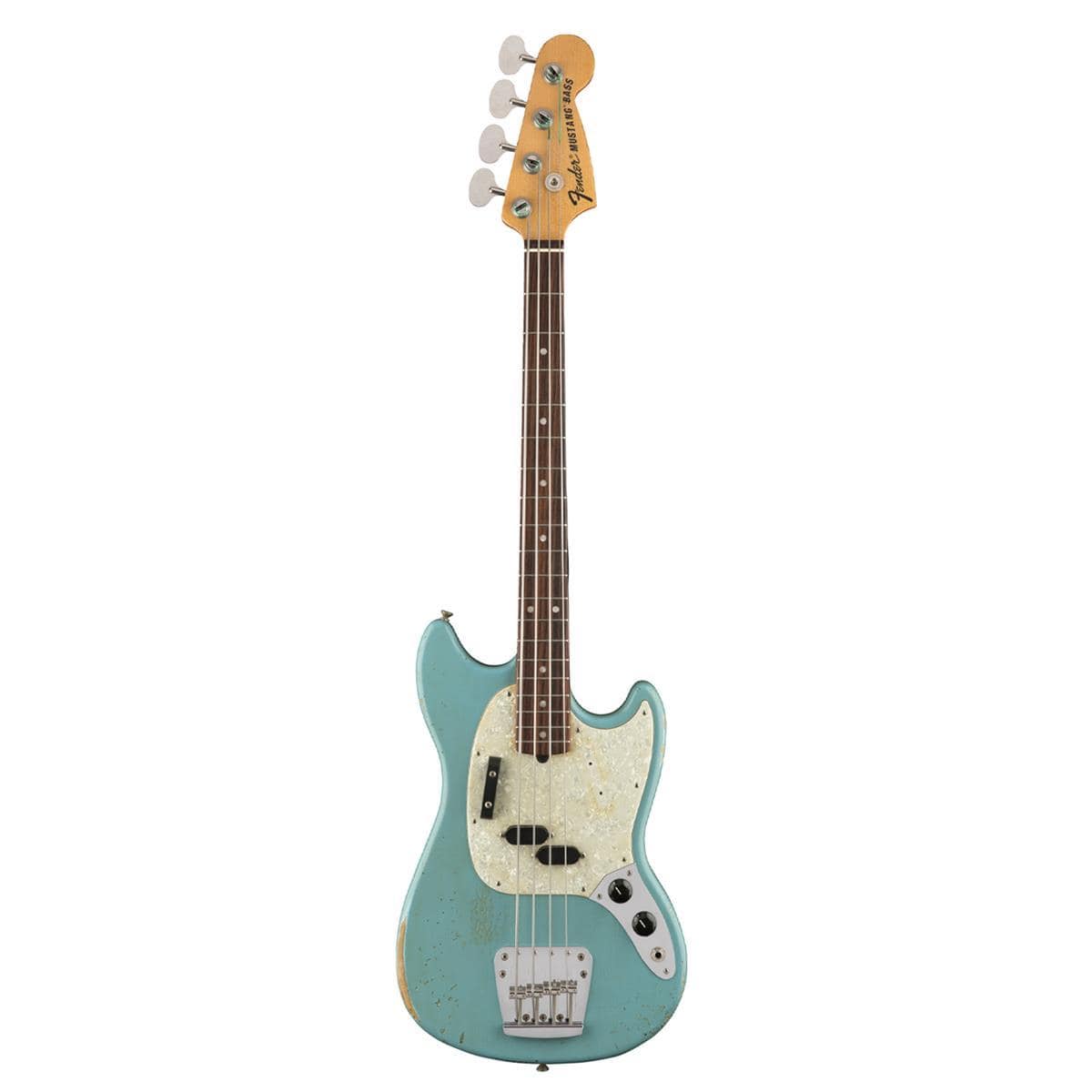 Fender Artist Justin Meldal-Johnson Road Worn Mustang Bass Faded Daphne Blue Bass Guitars / 4-String