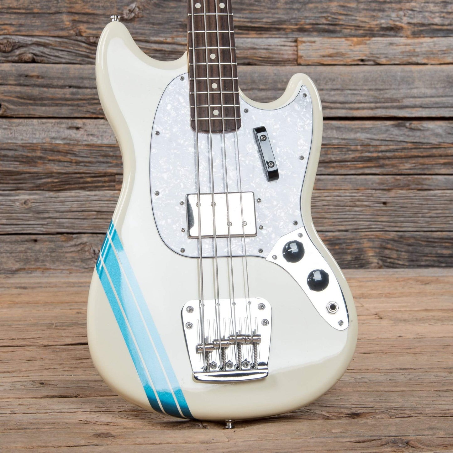 Fender Pawn Shop Mustang Bass Olympic White w/ Stripe 2013 Bass Guitars / 4-String