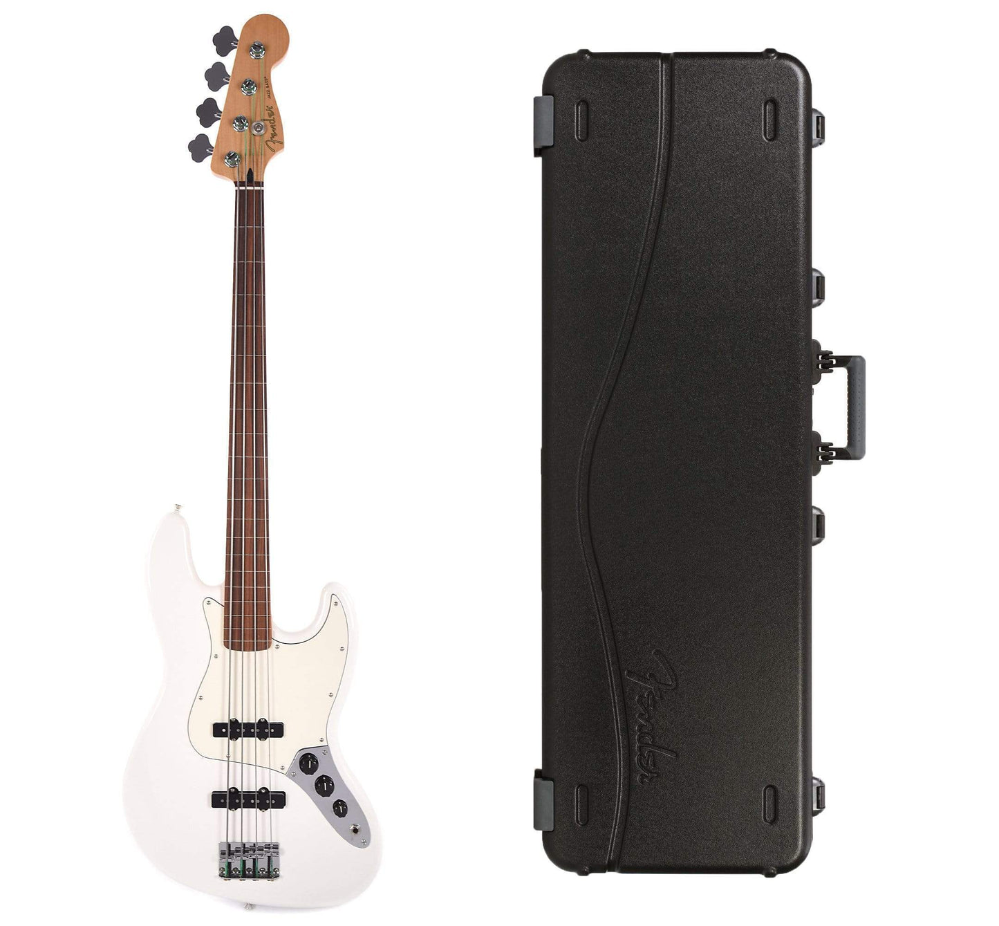 Fender Player Jazz Bass Fretless Polar White Bundle w/Fender Molded Hardshell Case Bass Guitars / 4-String