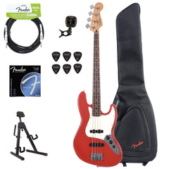 Fender Player Jazz Bass Sonic Red Bundle w/Fender Gig Bag, Stand