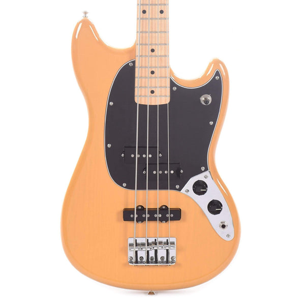Fender Player Mustang Bass PJ Butterscotch Blonde w/3-Ply Black Pickgu ...