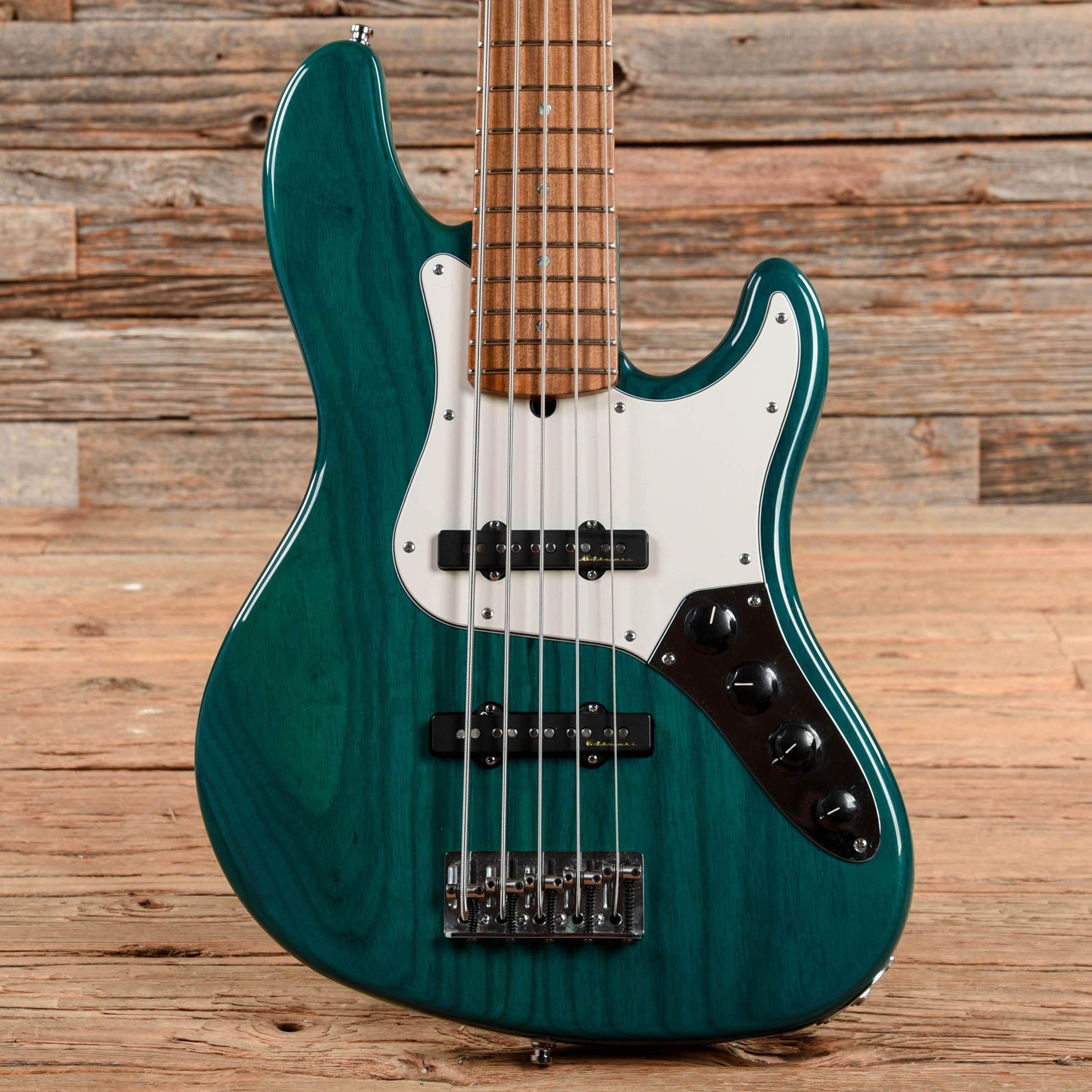 Fender American Deluxe Jazz Bass V Transparent Green 1999 – Chicago Music  Exchange