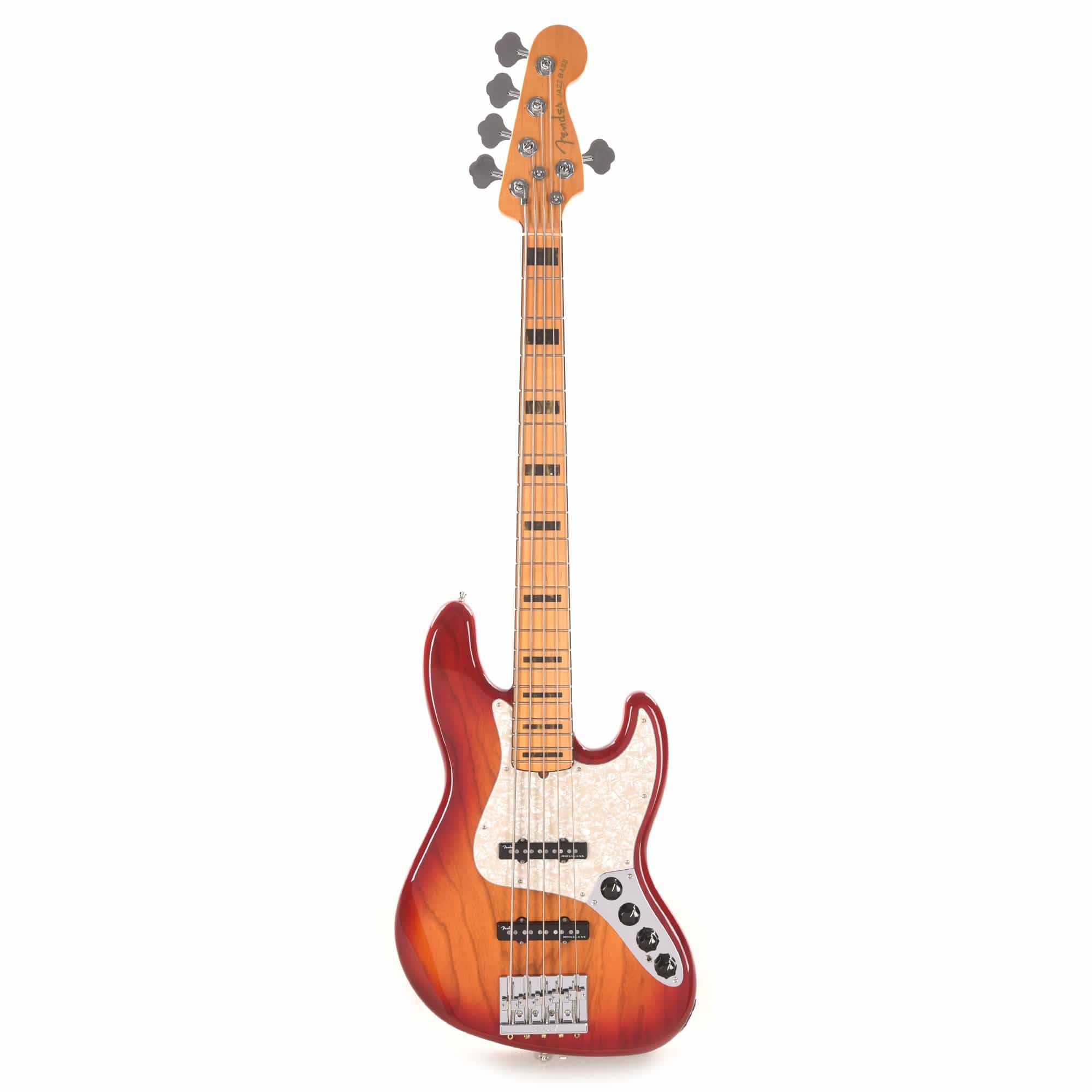 Fender American Ultra Jazz Bass V Plasma Red Burst Bass Guitars / 5-String or More