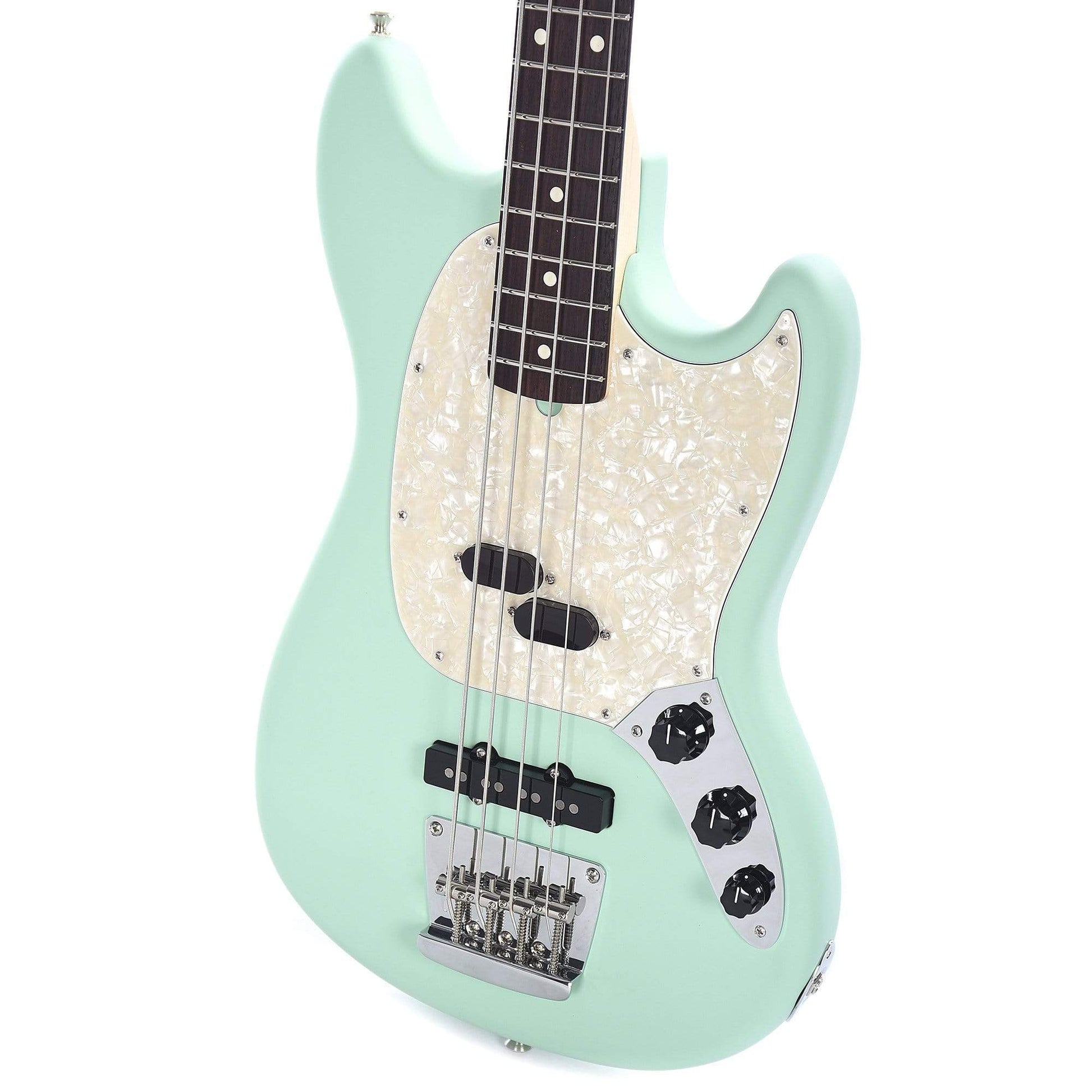 Fender American Performer Mustang Bass Satin Surf Green Bass Guitars / Short Scale