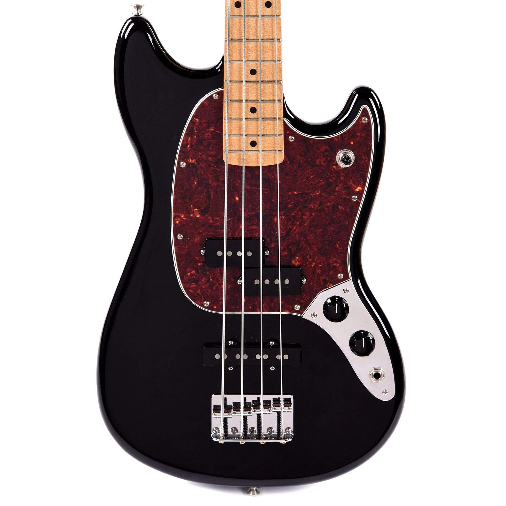 Fender Offset Series Mustang Bass PJ Black w/Tortoise Pickguard Bass Guitars / Short Scale