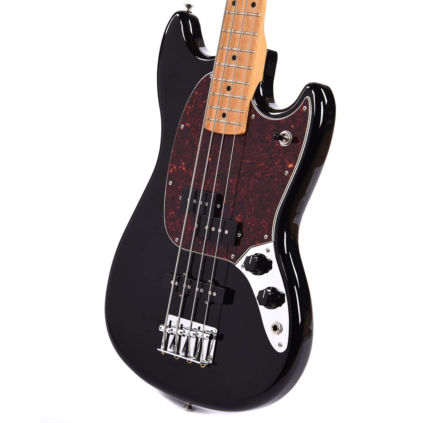 Fender Offset Series Mustang Bass PJ MN Black w/Tortoise Pickguard Bass Guitars / Short Scale