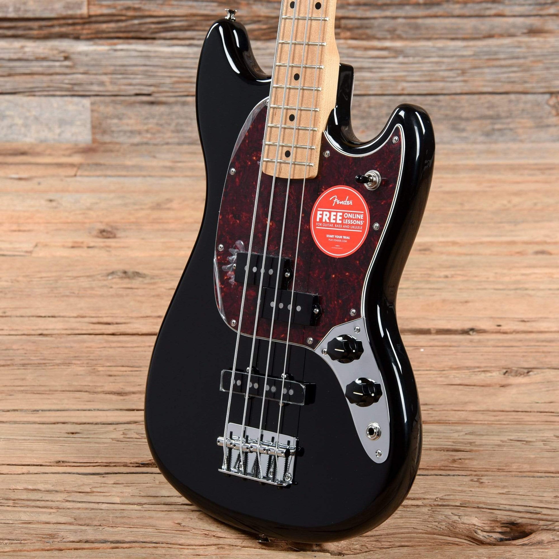 Fender Player Mustang Bass PJ Black w/Tortoise Pickguard Bass Guitars / Short Scale