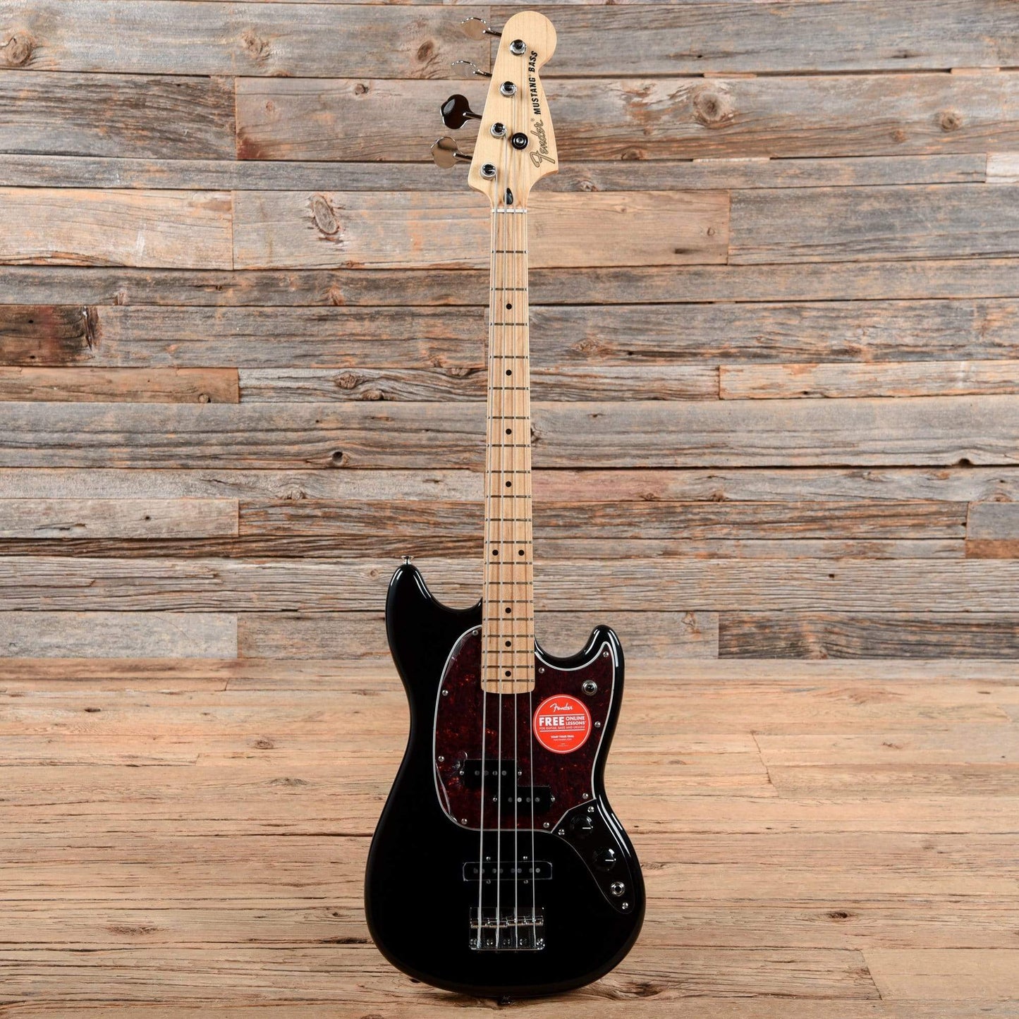 Fender Player Mustang Bass PJ Black w/Tortoise Pickguard Bass Guitars / Short Scale