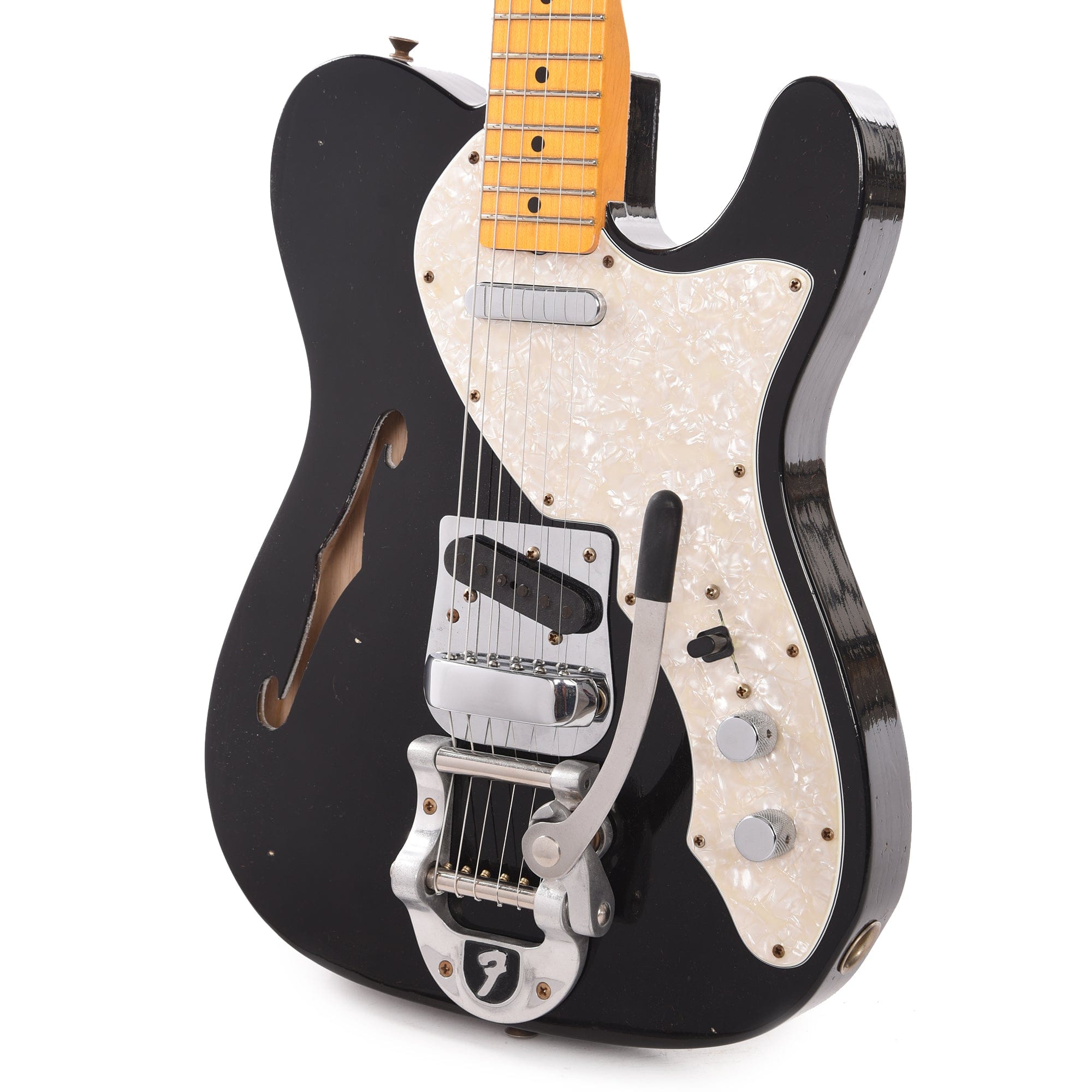 Fender Custom Shop 1968 Telecaster Thinline Journeyman Relic Aged Black Electric Guitars / Semi-Hollow