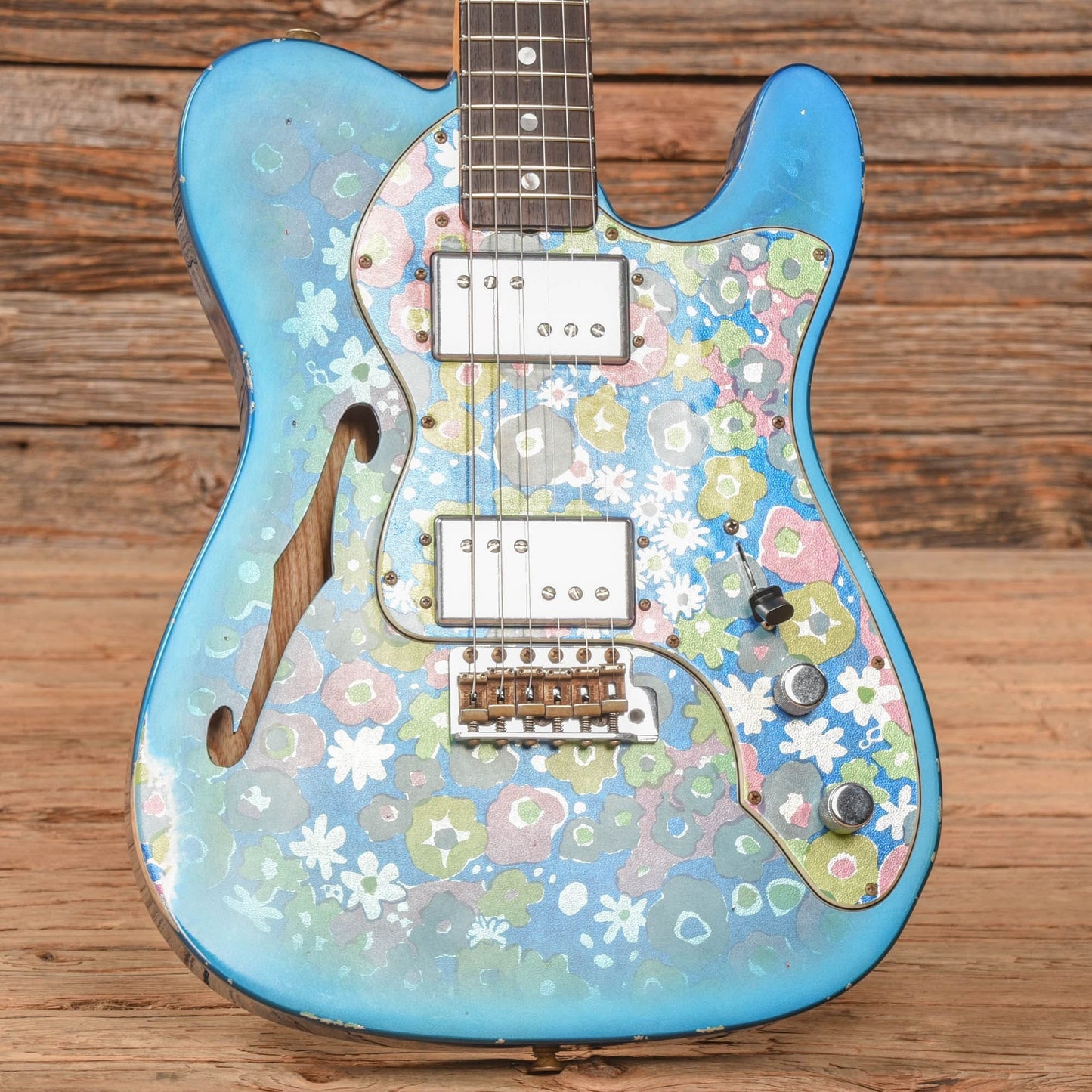 Fender Custom Shop 72 Telecaster Thinline HH Aged Blue Flower Blue Flower 2021 Electric Guitars / Semi-Hollow