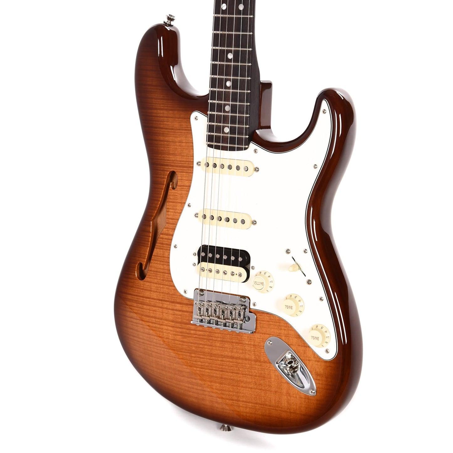 Fender Rarities USA Thinline Flametop Stratocaster HSS Rosewood Neck Violin Burst Electric Guitars / Semi-Hollow