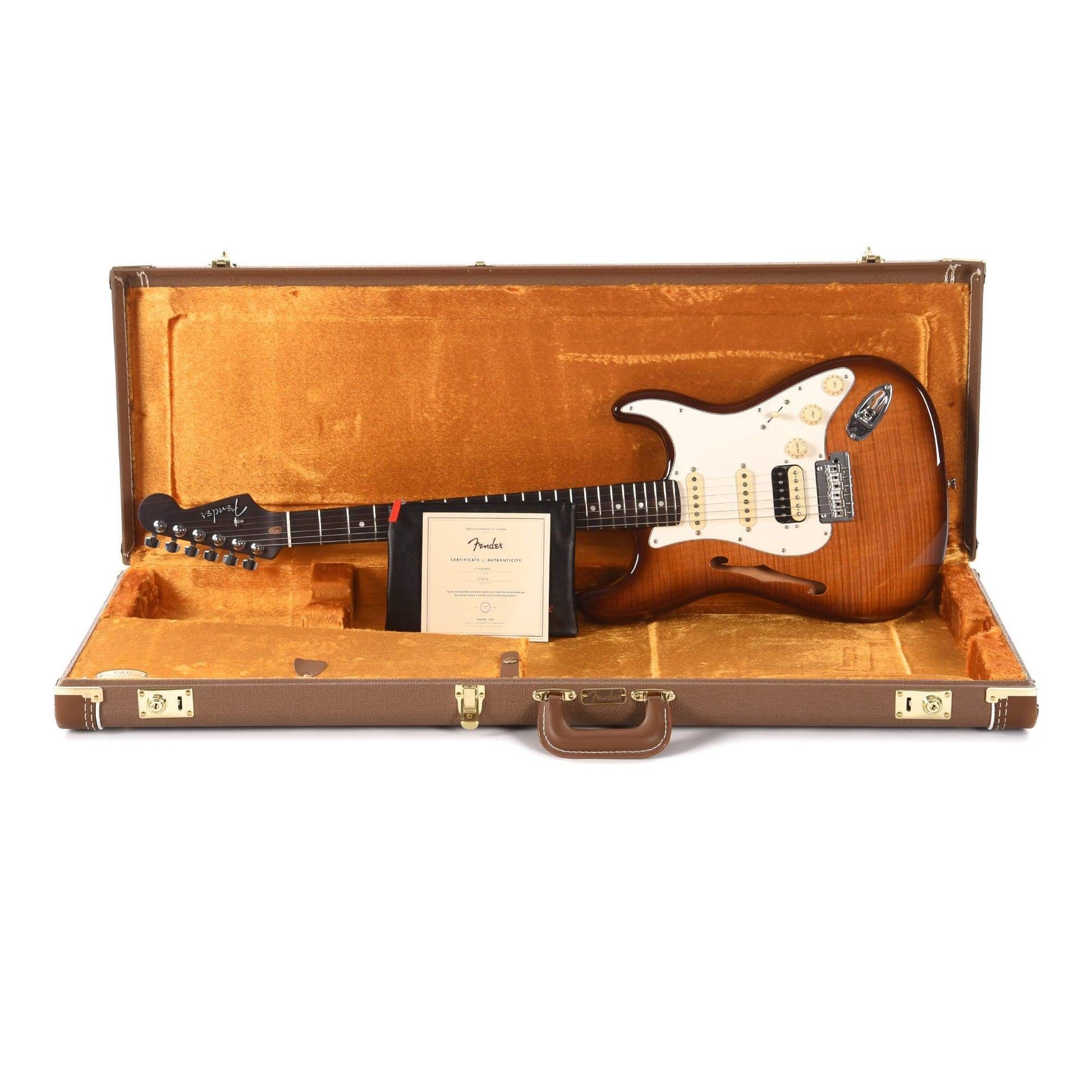 Fender Rarities USA Thinline Flametop Stratocaster HSS Rosewood Neck Violin Burst Electric Guitars / Semi-Hollow