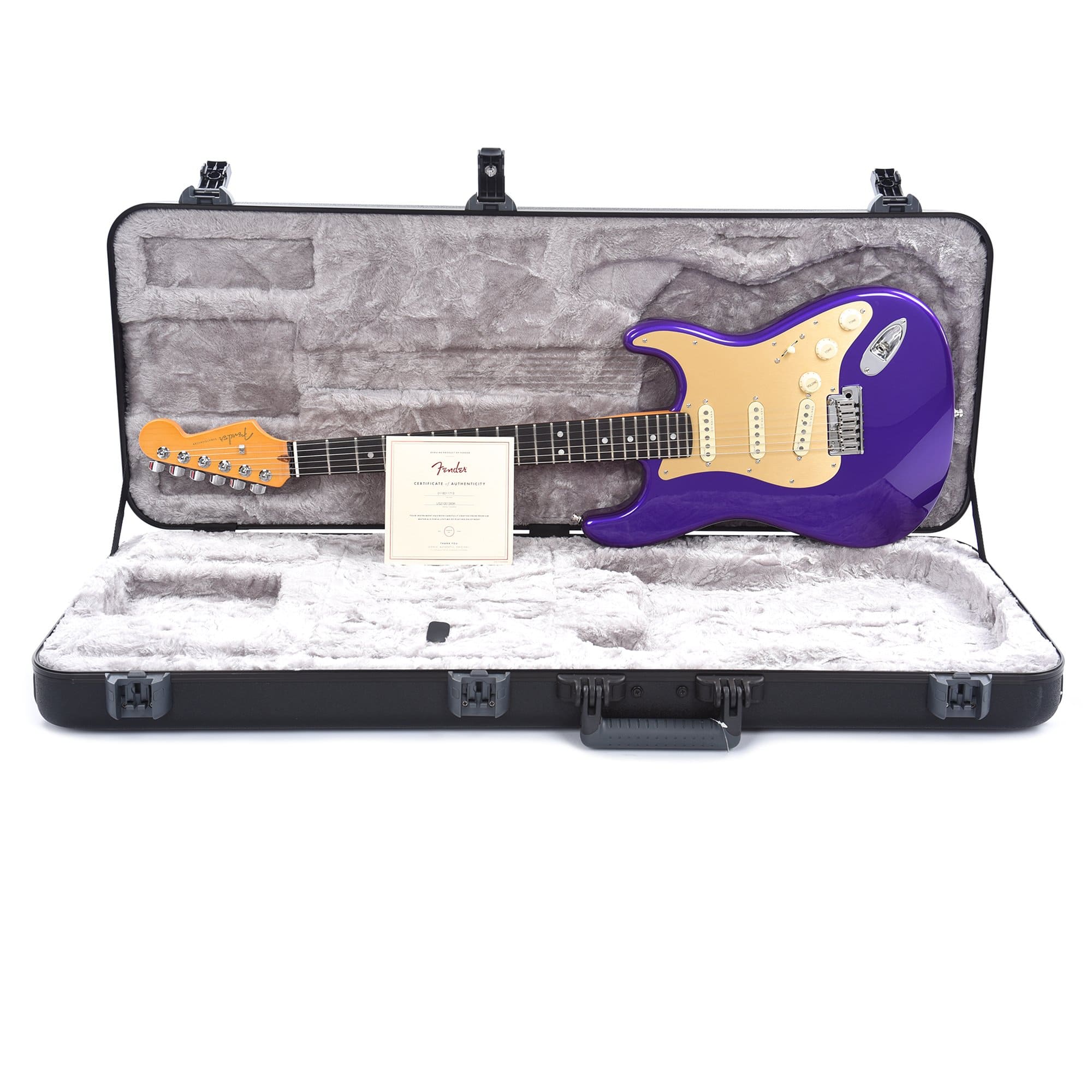 Fender American Ultra Stratocaster Plum Metallic w/Ebony Fingerboard & Anodized Gold Pickguard Electric Guitars / Solid Body