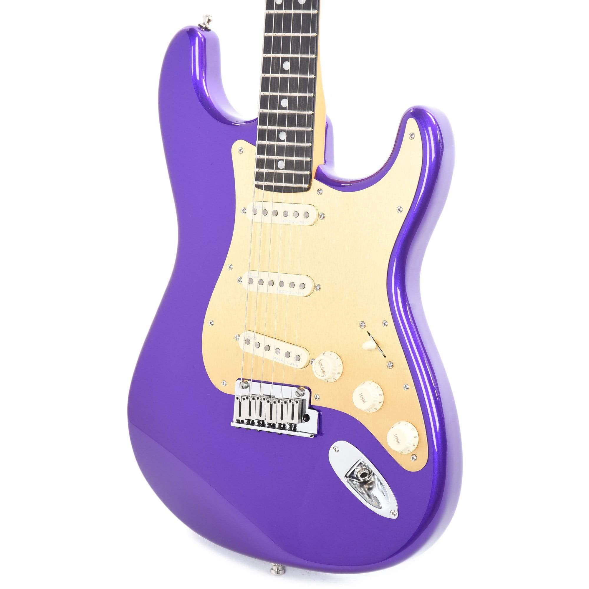 Fender American Ultra Stratocaster Plum Metallic w/Ebony Fingerboard & Anodized Gold Pickguard Electric Guitars / Solid Body