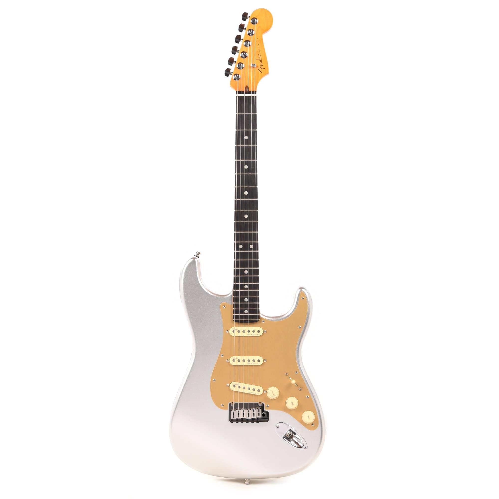 Fender American Ultra Stratocaster Quicksilver w/Ebony Fingerboard & Anodized Gold Pickguard Electric Guitars / Solid Body