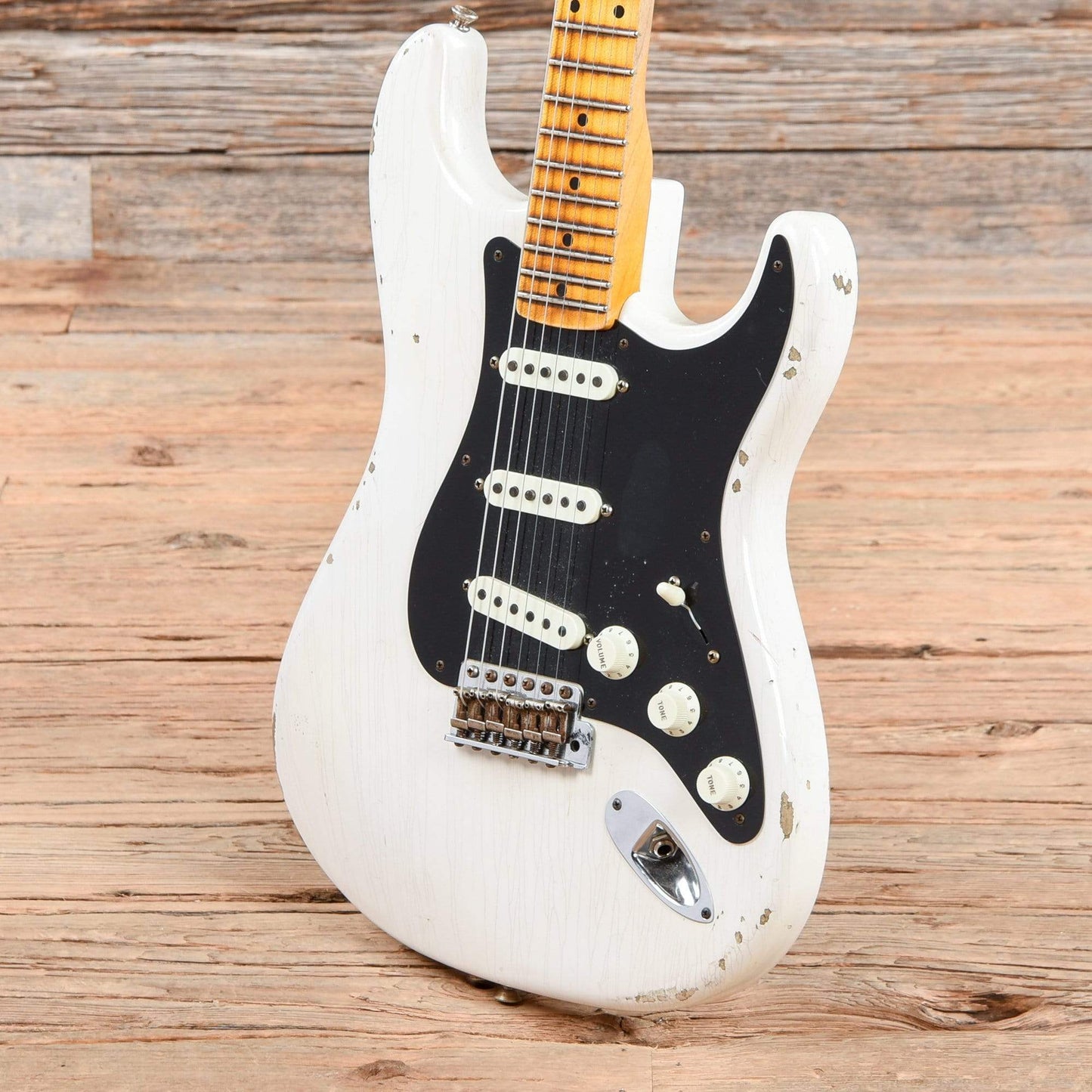 Fender CS Ancho Poblano Stratocaster Relic White 2015 Electric Guitars / Solid Body