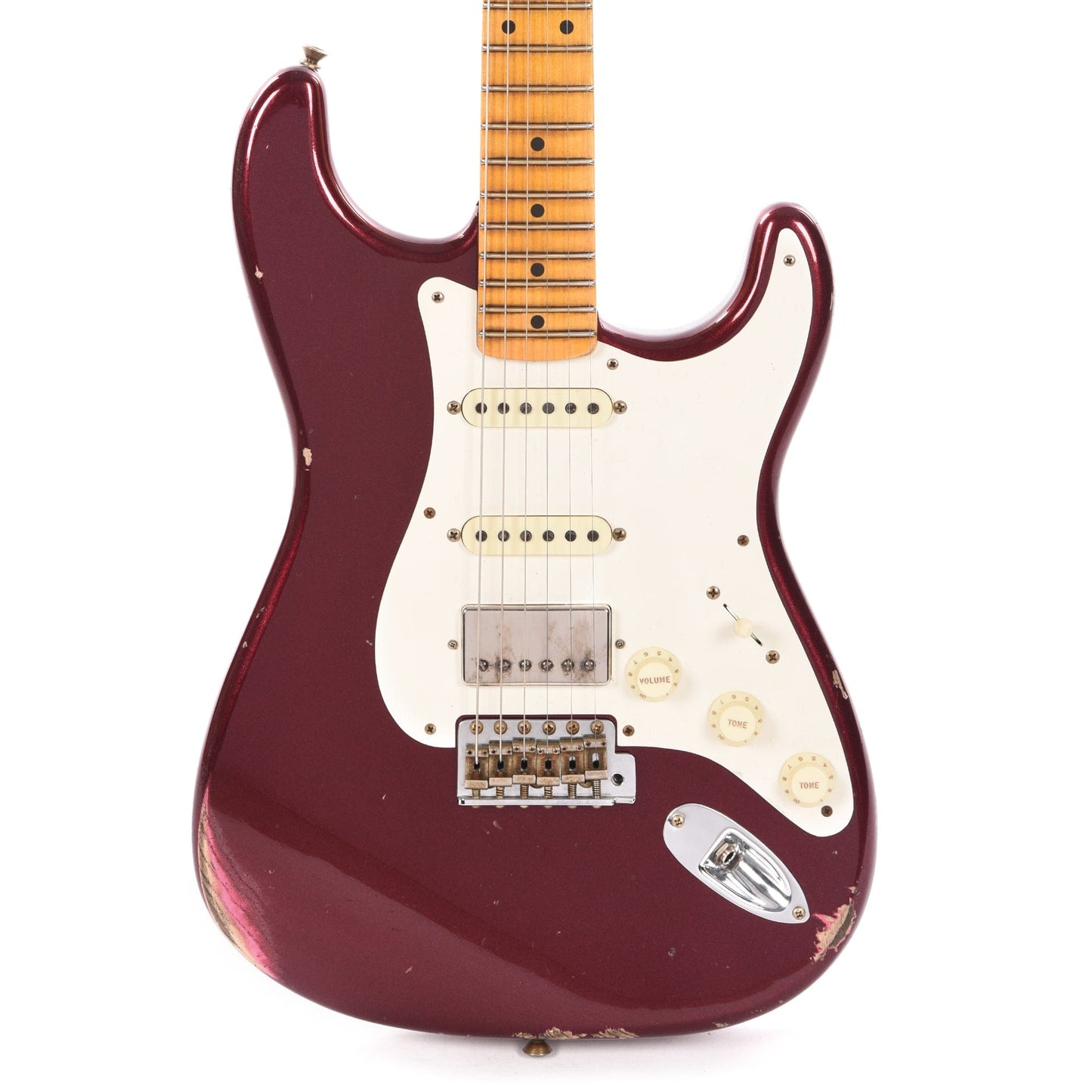 Fender Custom Shop 1957 Stratocaster HSS "Chicago Special" Relic Oxblood w/Lollar Imperial Low Wind Humbucker Electric Guitars / Solid Body