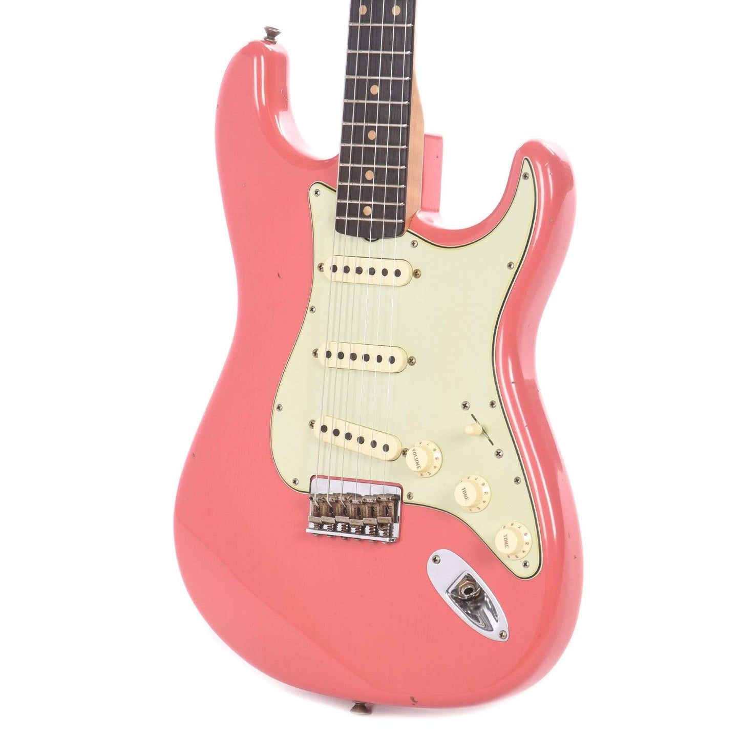 Fender Custom Shop 1961 Hardtail Stratocaster Journeyman Relic Faded Aged Fiesta Red Electric Guitars / Solid Body