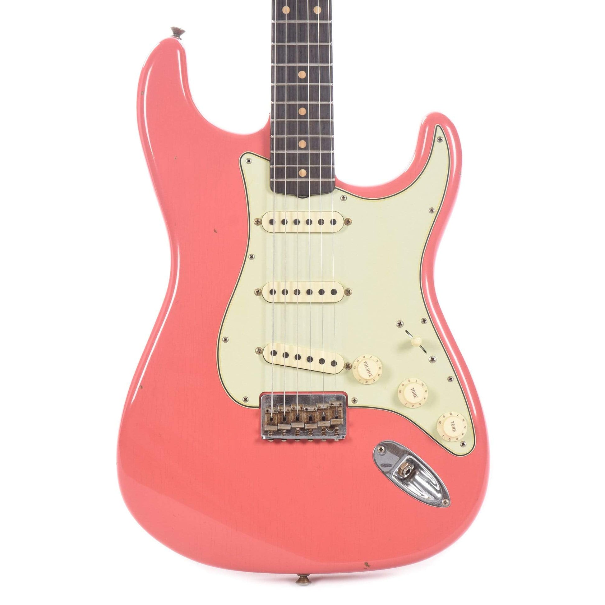 Fender Custom Shop 1961 Hardtail Stratocaster Journeyman Relic Faded Aged Fiesta Red Electric Guitars / Solid Body