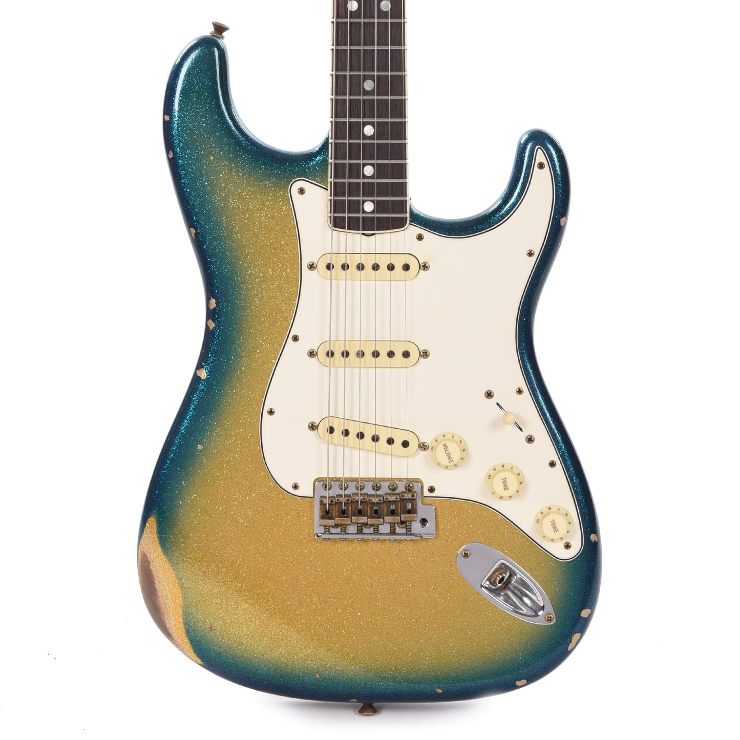 Fender Custom Shop 1965 Stratocaster "Chicago Special" Relic Aged Gold Sparkle with Blue Sparkle Burst w/Roasted Bound Neck Electric Guitars / Solid Body