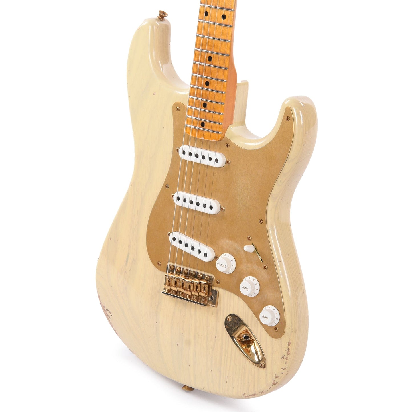 Fender Custom Shop Limited Edition 1955 Bone Tone Stratocaster Relic Aged Honey Blonde Electric Guitars / Solid Body