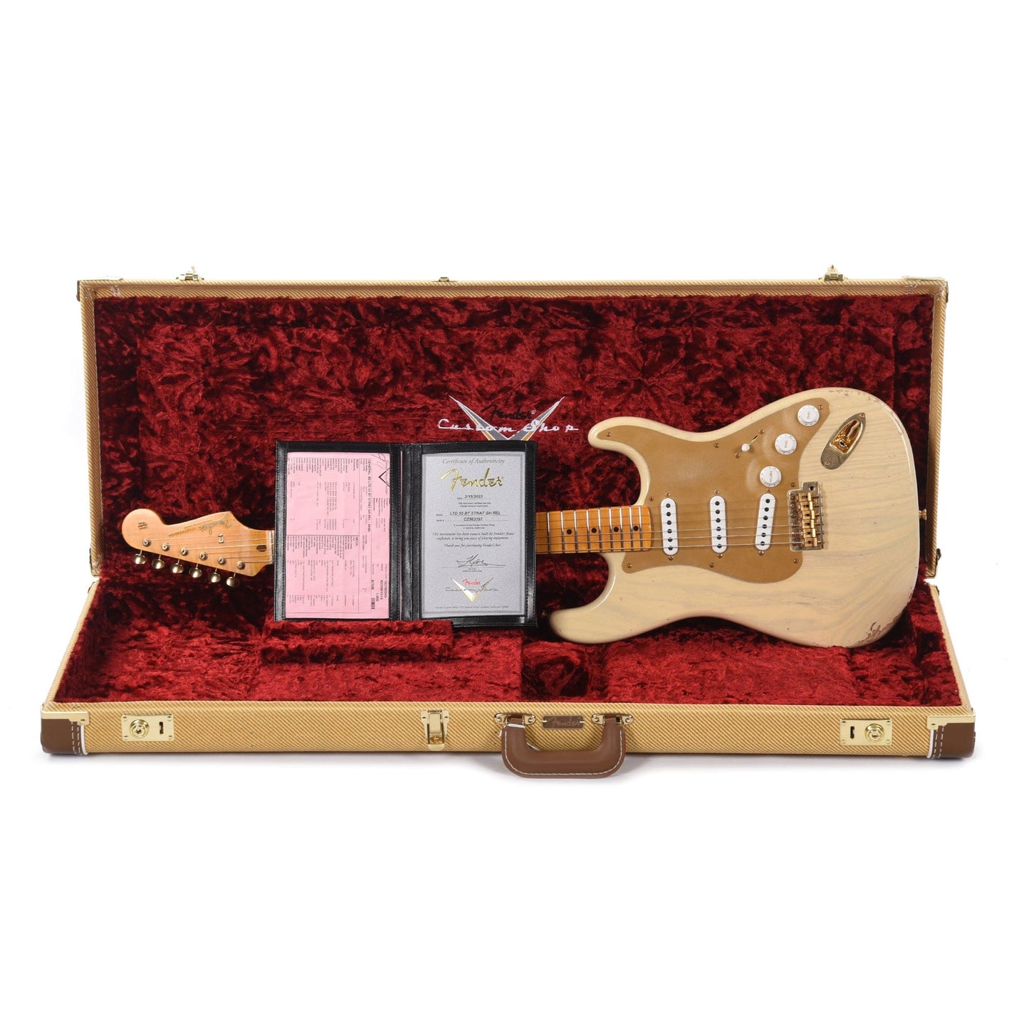 Fender Custom Shop Limited Edition 1955 Bone Tone Stratocaster Relic Aged Honey Blonde Electric Guitars / Solid Body