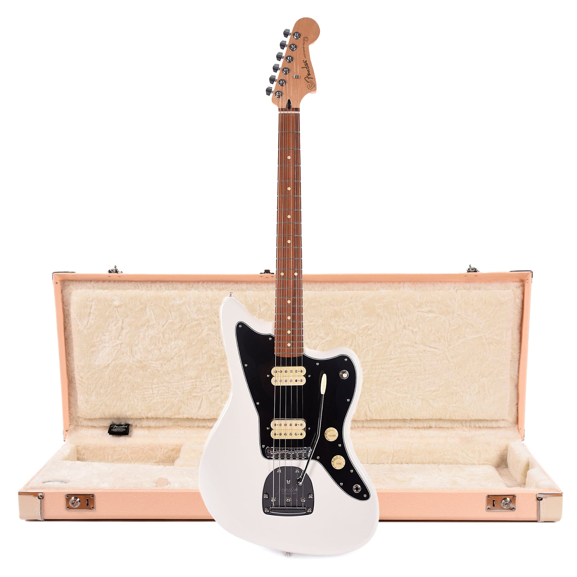 Fender Player Jazzmaster PF Polar White and Hardshell Case Jazzmaster/Jaguar Shell Pink w/Cream Interior (CME Exclusive) Electric Guitars / Solid Body