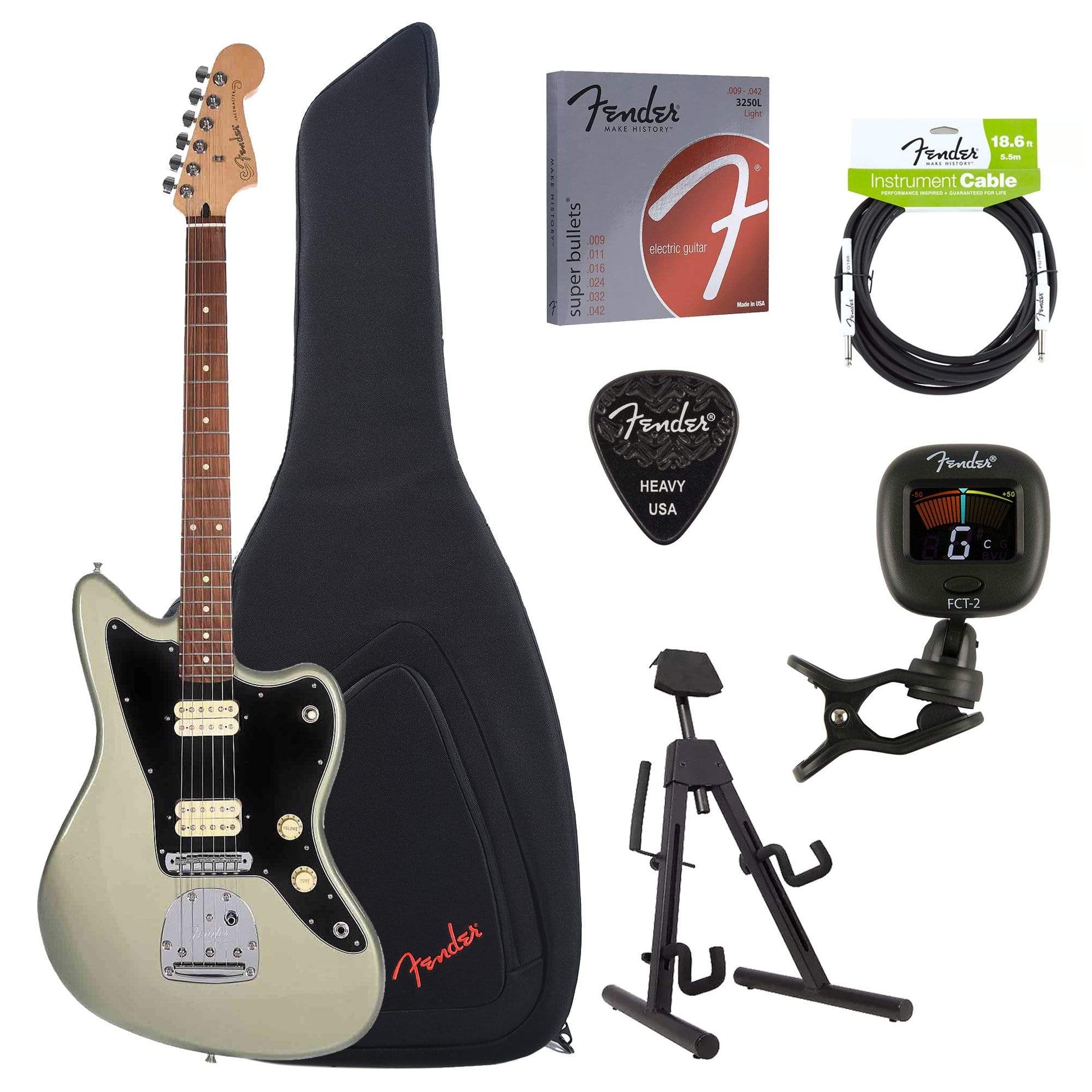 Fender Player Jazzmaster Sage Green Metallic Bundle w/Gig Bag, Stand, Cable, Tuner, Picks & Strings Electric Guitars / Solid Body