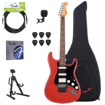 Fender Player Stratocaster Floyd Rose HSS Sonic Red Bundle w/Fender Gig Bag, Stand, Cable, Tuner, Picks and Strings Electric Guitars / Solid Body